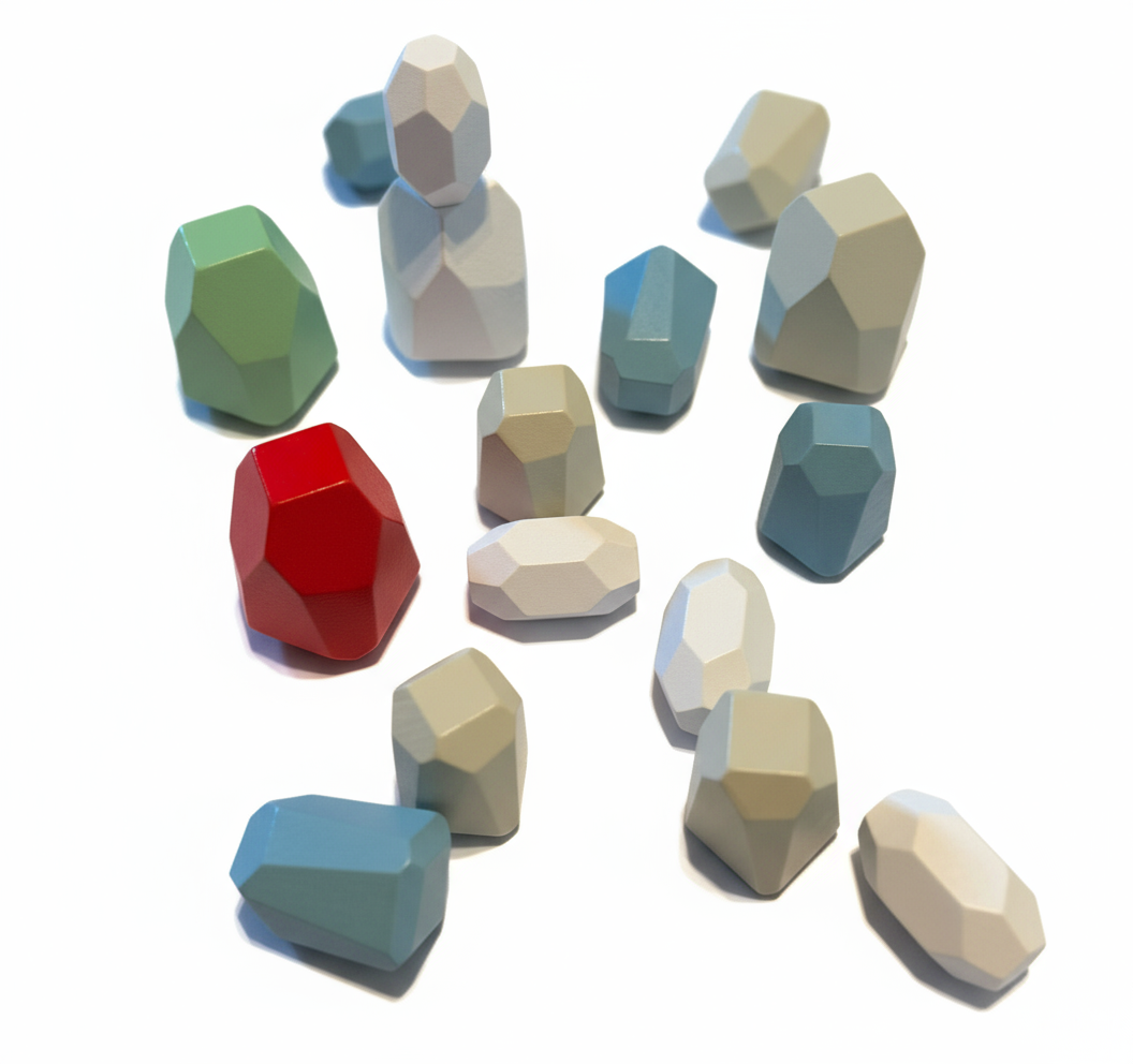 Montessori 16 farbige Holz Stapelsteine für motorische Entwicklung, vielseitig einsetzbar