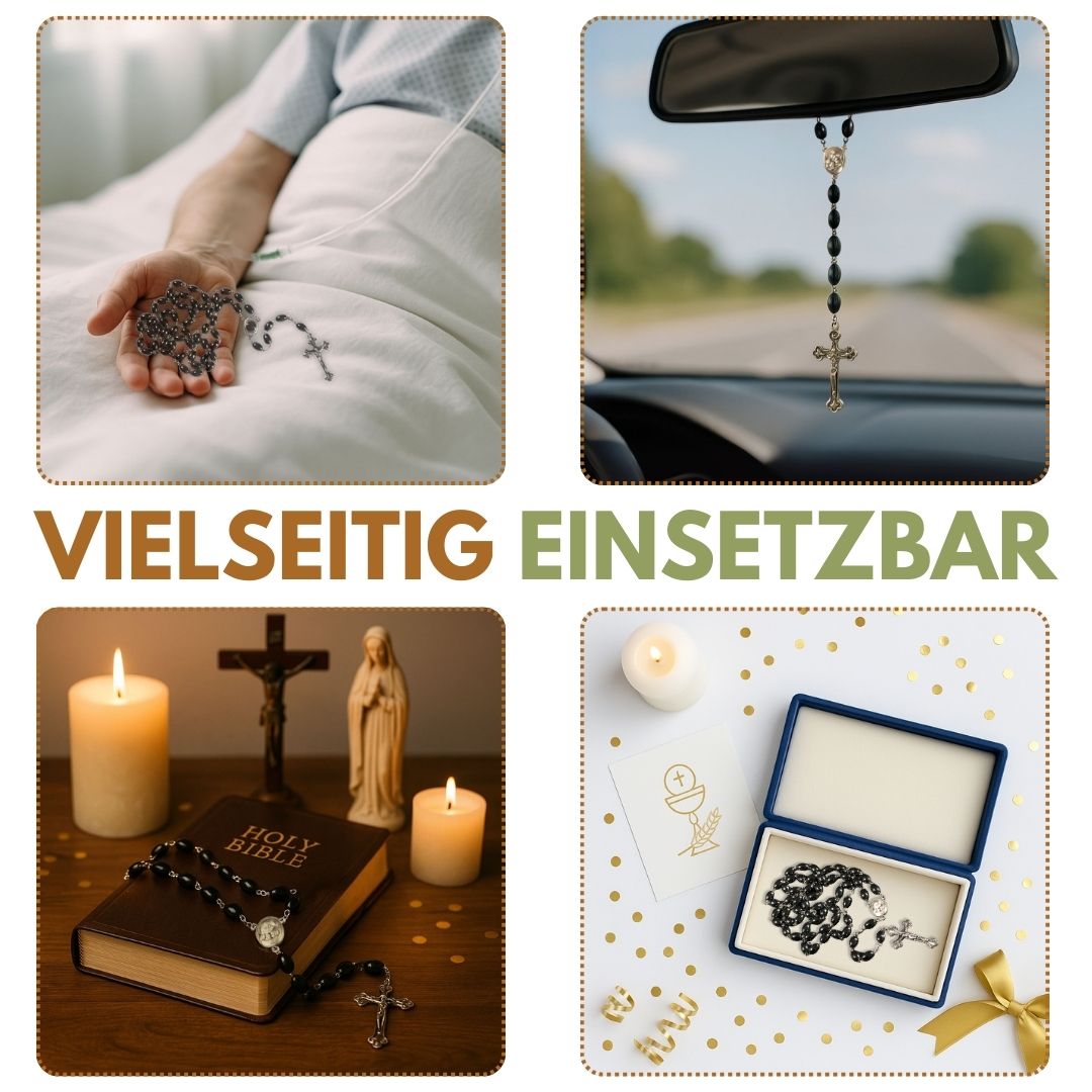 Rosenkranz mit ovalen Hämatitperlen, perfektes Geschenk