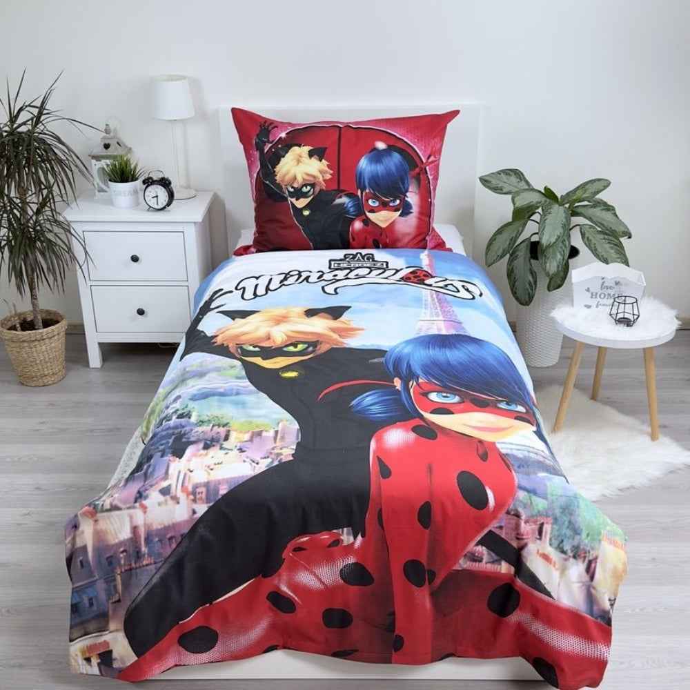 Miraculous Ladybug Bettwäsche - 140x200 cm weiche Baumwolle Kissen und Decke