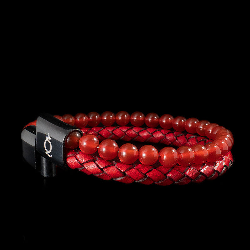 Leder Armband mit rotem Achatstein für deinen einzigartigen Look - Bild 2