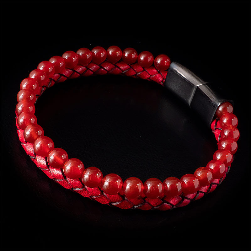 Leder Armband mit rotem Achatstein für deinen einzigartigen Look - Bild 4