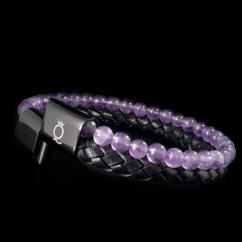 Passion Armband aus Leder und Amethyst in Schwarz und Lila - Bild 3