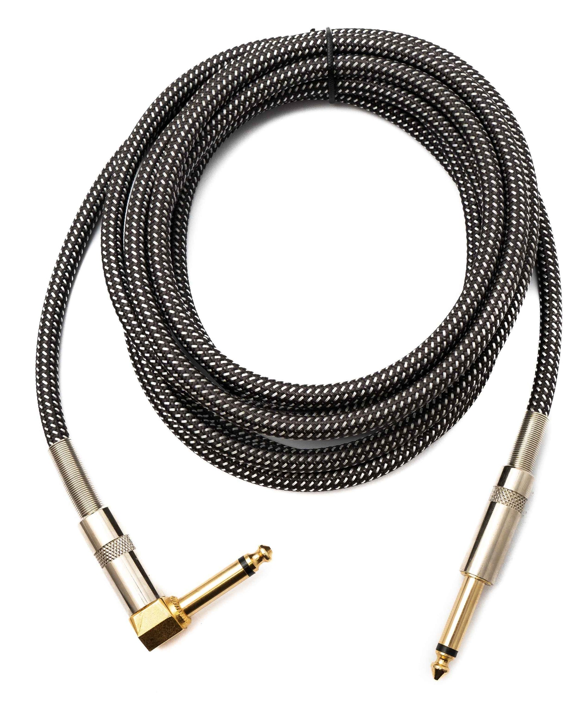 SYSTEM-S Audio Kabel 3 m 6.35 mm Klinke Stecker zu Stecker Winkel Nylon geflochten Knickschutz AUX