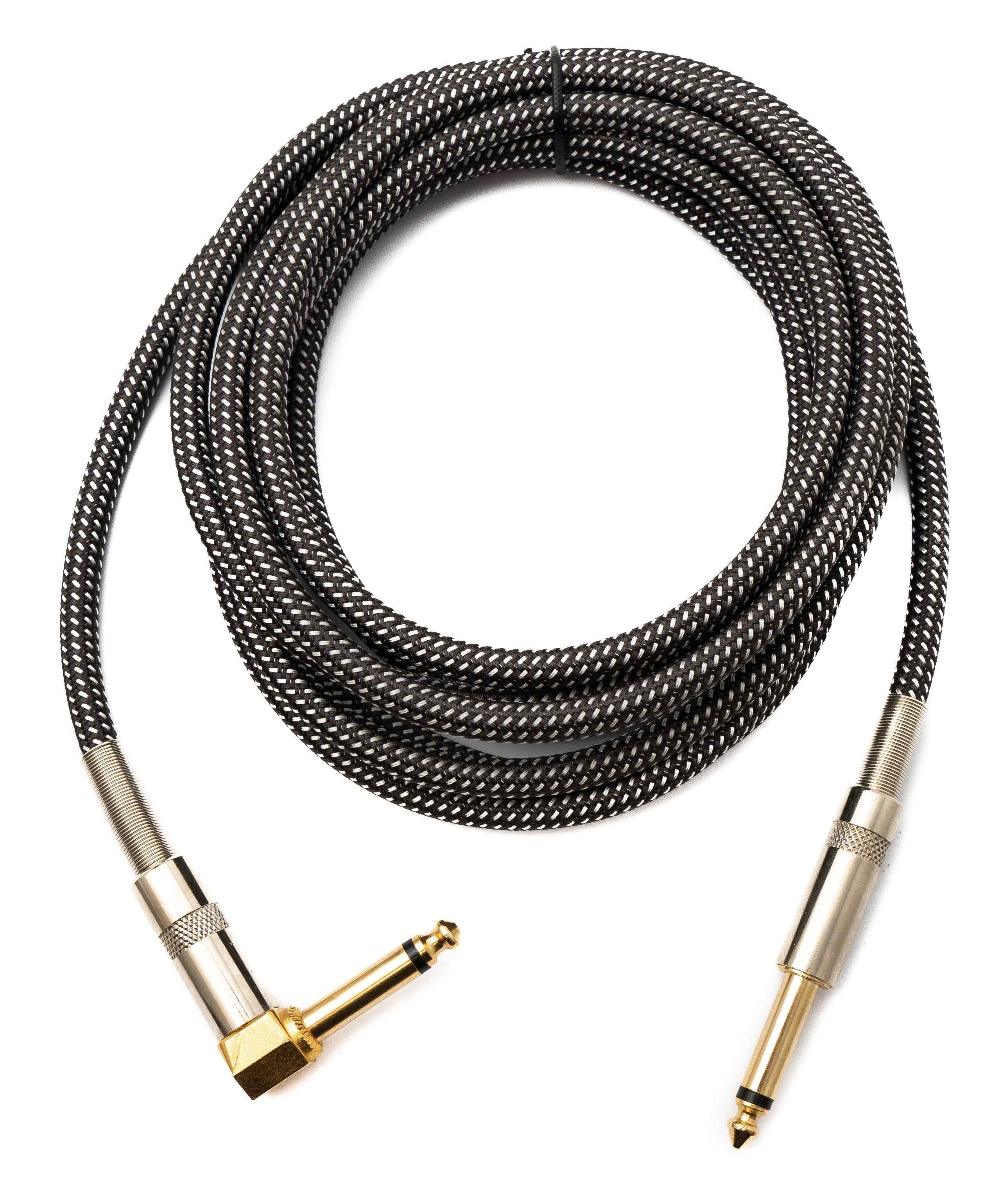 SYSTEM-S Audio Kabel 3 m 6.35 mm Klinke Stecker zu Stecker Winkel Nylon geflochten Knickschutz AUX