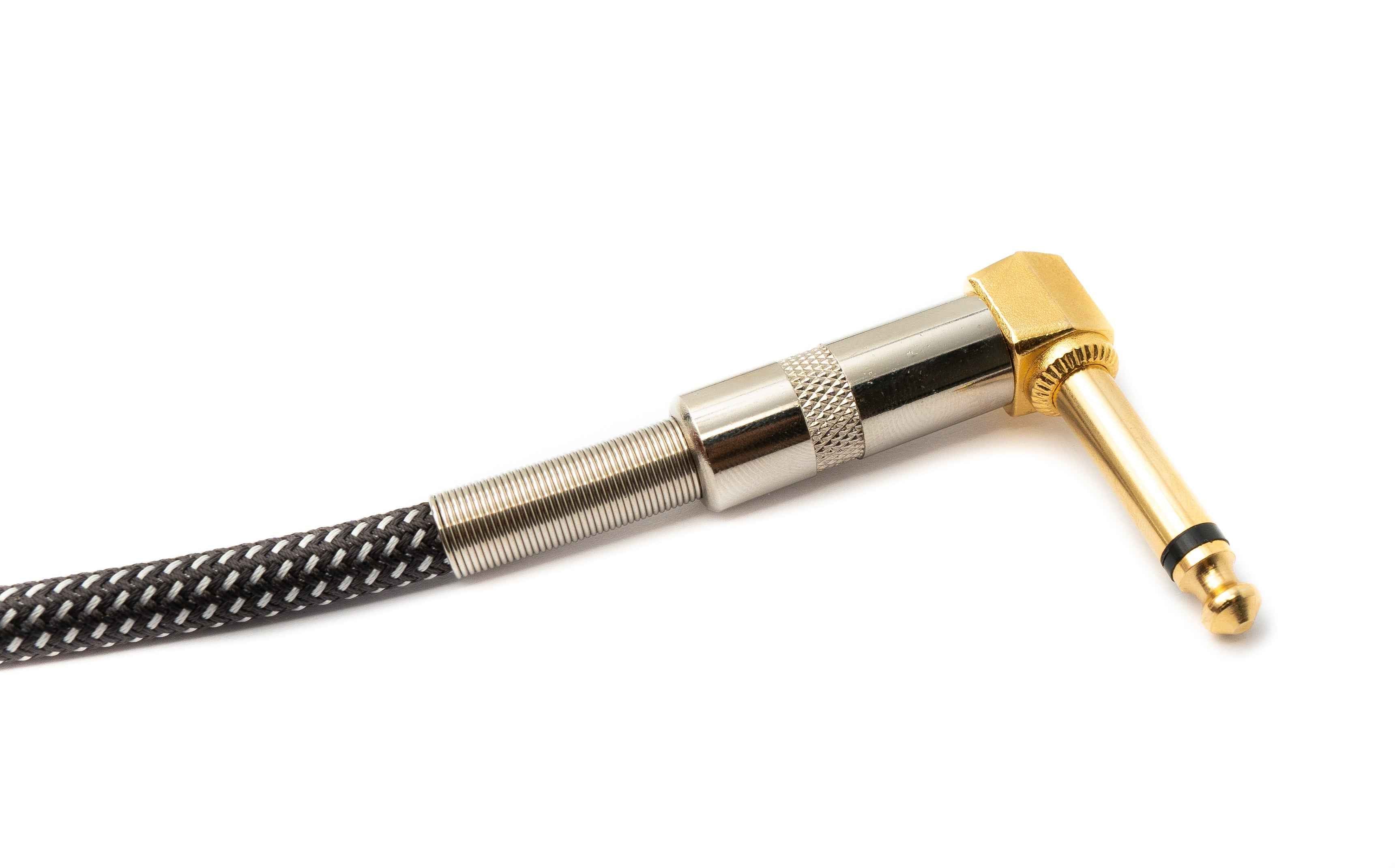 SYSTEM-S Audio Kabel 100 cm 6.35 mm Klinke Stecker zu Stecker Winkel Nylon geflochten Knickschutz AUX