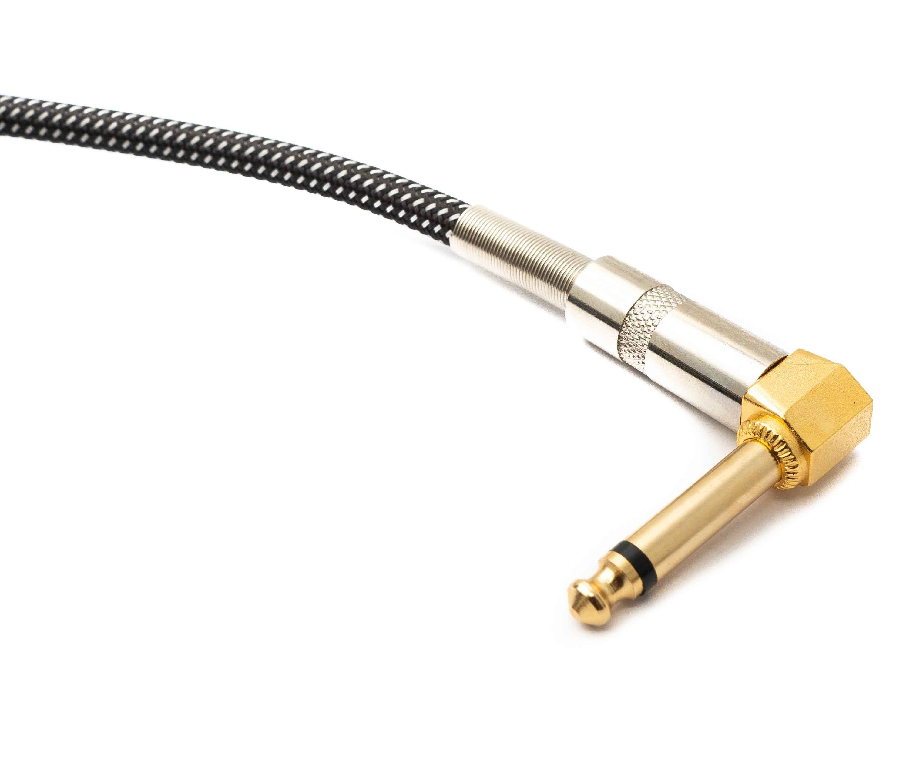 SYSTEM-S Audio Kabel 3 m 6.35 mm Klinke Stecker zu Stecker Winkel Nylon geflochten Knickschutz AUX