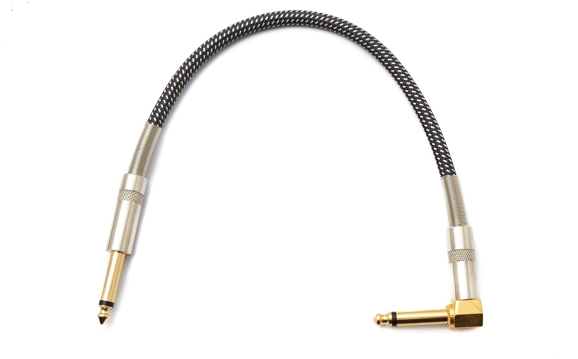 SYSTEM-S Audio Kabel 30 cm 6.35 mm Klinke Stecker zu Stecker Winkel Nylon geflochten Knickschutz AUX