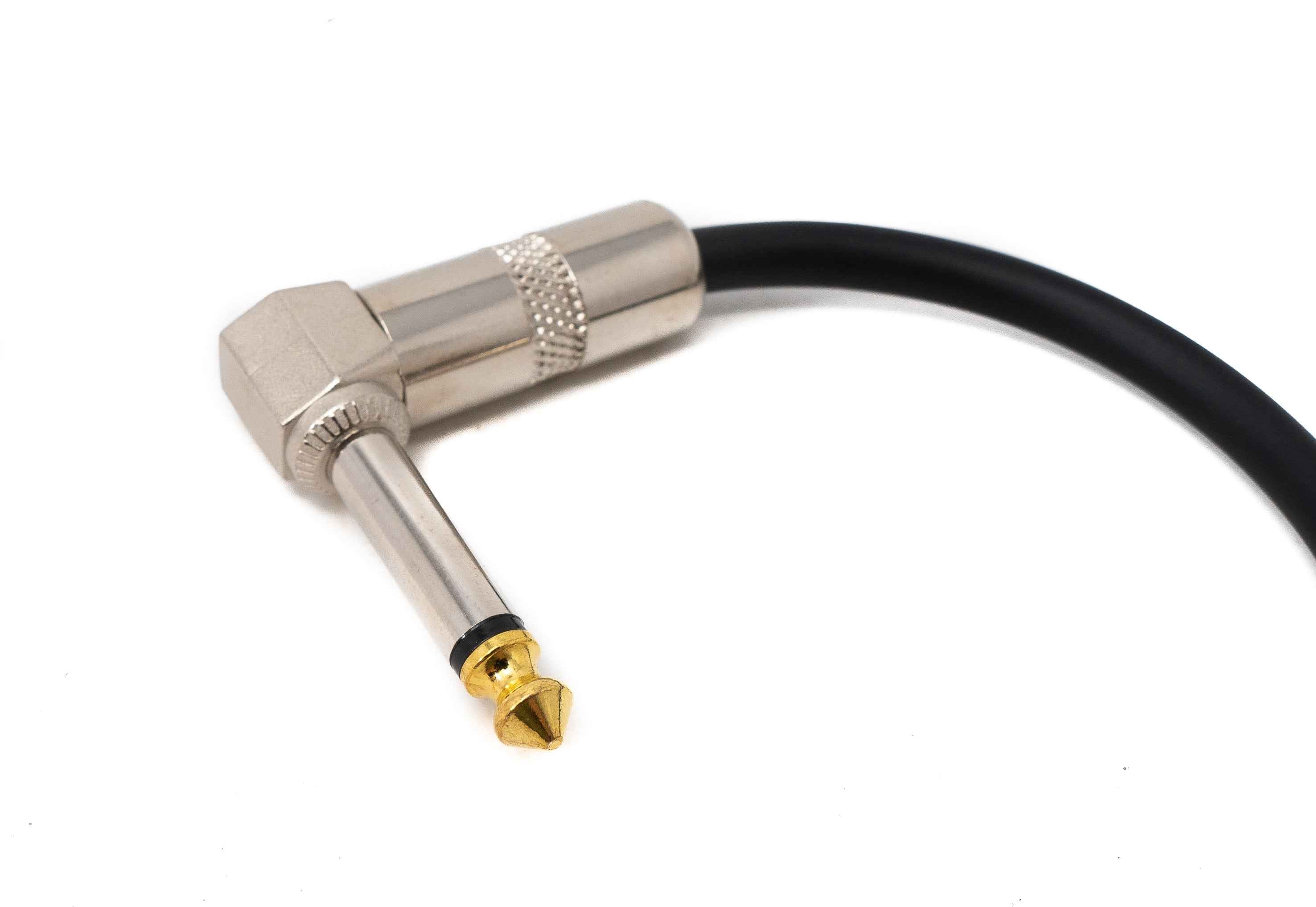 SYSTEM-S Audio Kabel 15 cm 6.35 mm Klinke Stecker zu Stecker Winkel AUX Schwarz