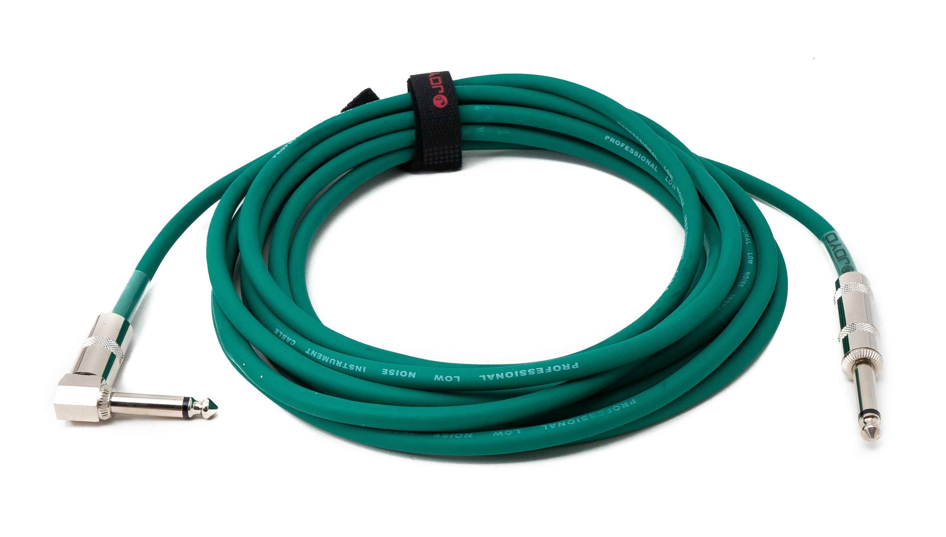 SYSTEM-S Audio Kabel 450 cm 6.35 mm Klinke Stecker zu Stecker Winkel AUX in Grün