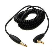 SYSTEM-S Audio Kabel 3 m 6.35 mm Klinke Stecker zu Stecker Winkel AUX Stummschalter Spirale Schwarz