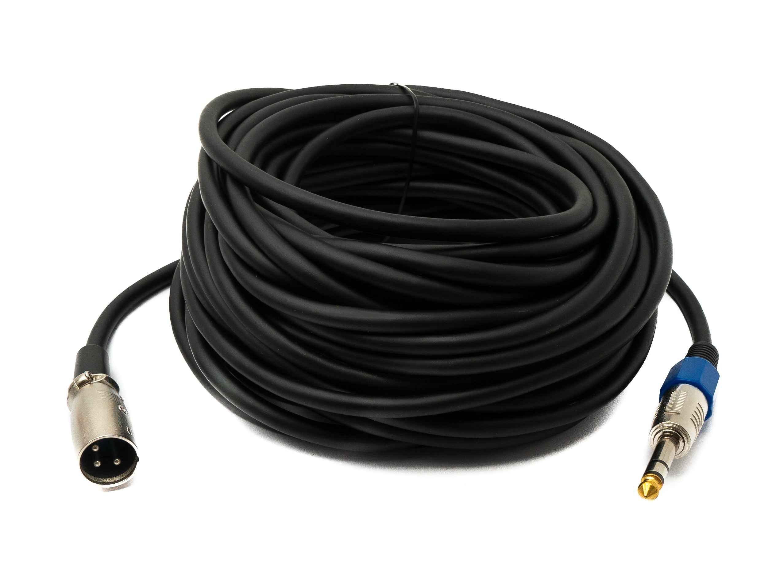SYSTEM-S Audio Kabel 15 m 6.35 mm Klinke Stecker zu XLR Stecker in Schwarz