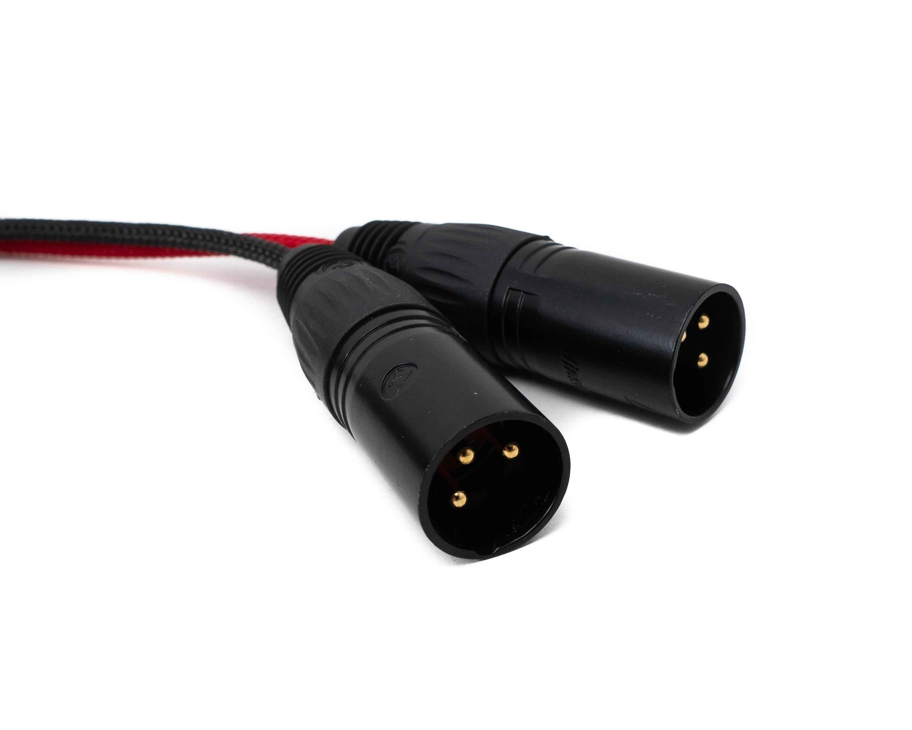 SYSTEM-S Audio Kabel 10 m XLR 3 polig 2x Stecker zu 2x Buchse AUX in Schwarz