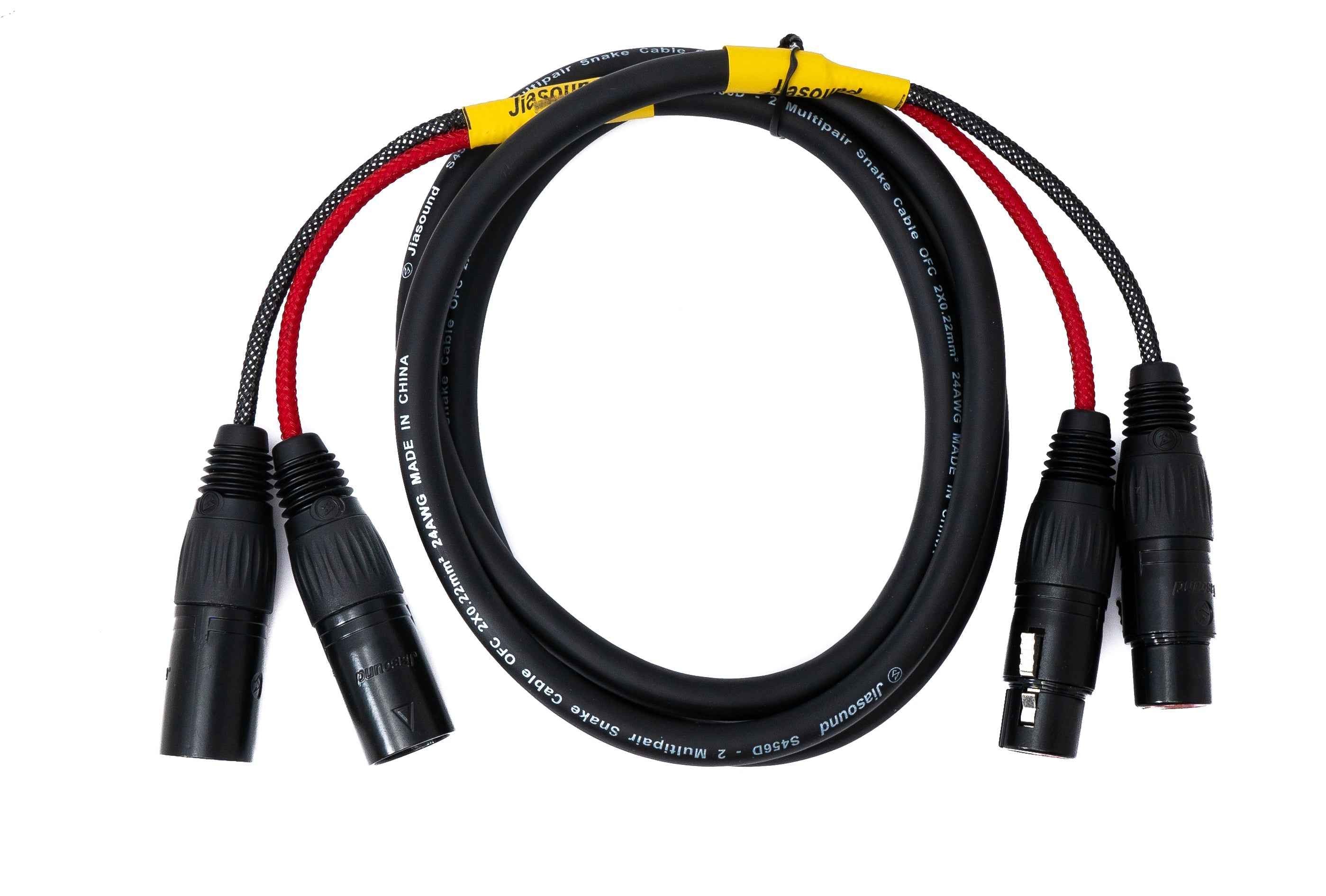 SYSTEM-S Audio Kabel 150 cm XLR 3 polig 2x Stecker zu 2x Buchse AUX in Schwarz