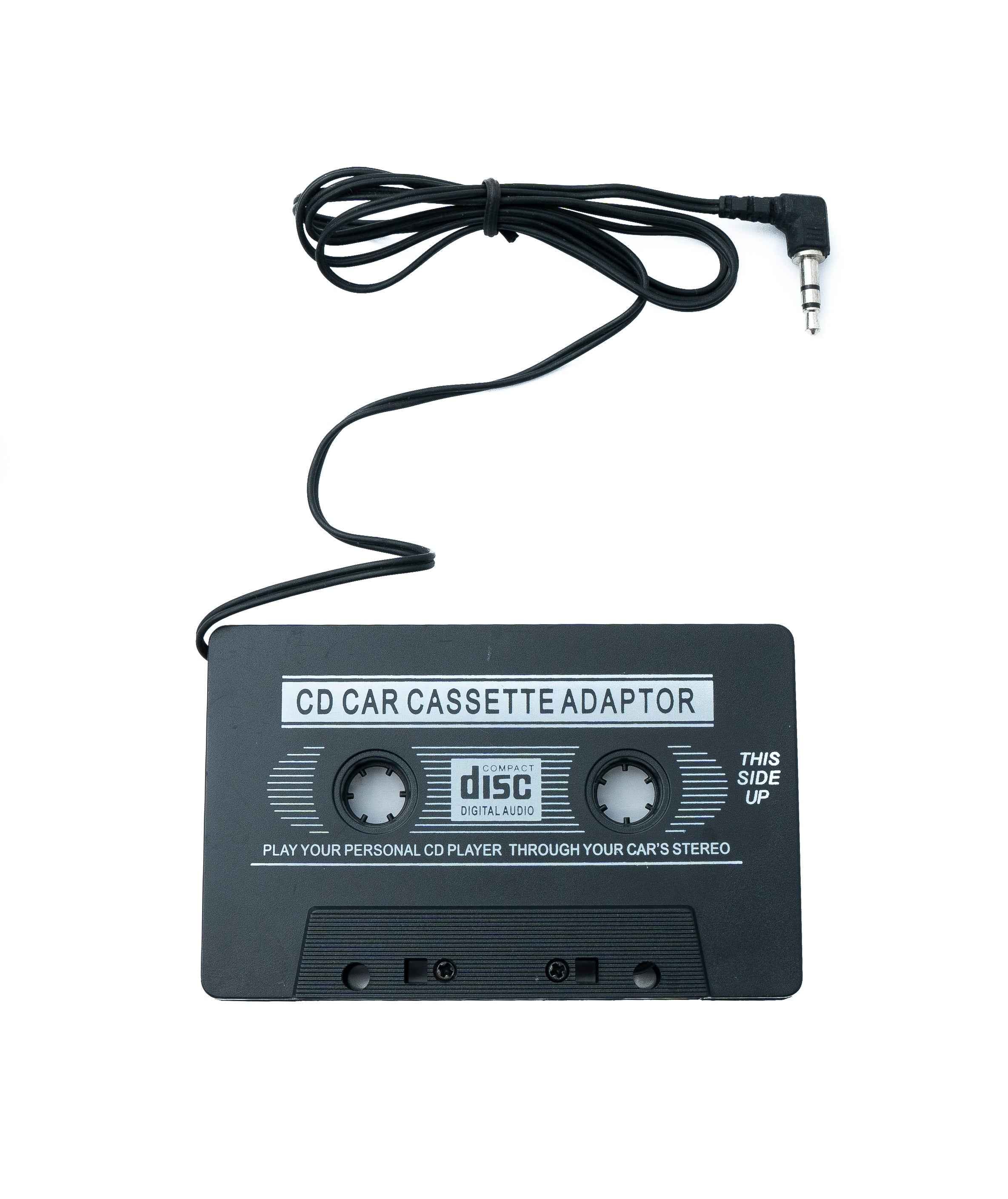 SYSTEM-S Audio Kabel 100 cm AUX 3,5 mm Stecker zu Auto Radio Kassette Winkel in Schwarz