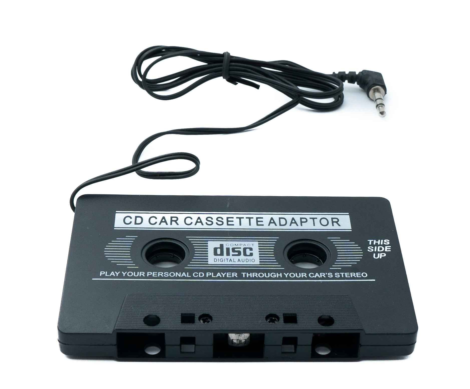 SYSTEM-S Audio Kabel 100 cm AUX 3,5 mm Stecker zu Auto Radio Kassette Winkel in Schwarz