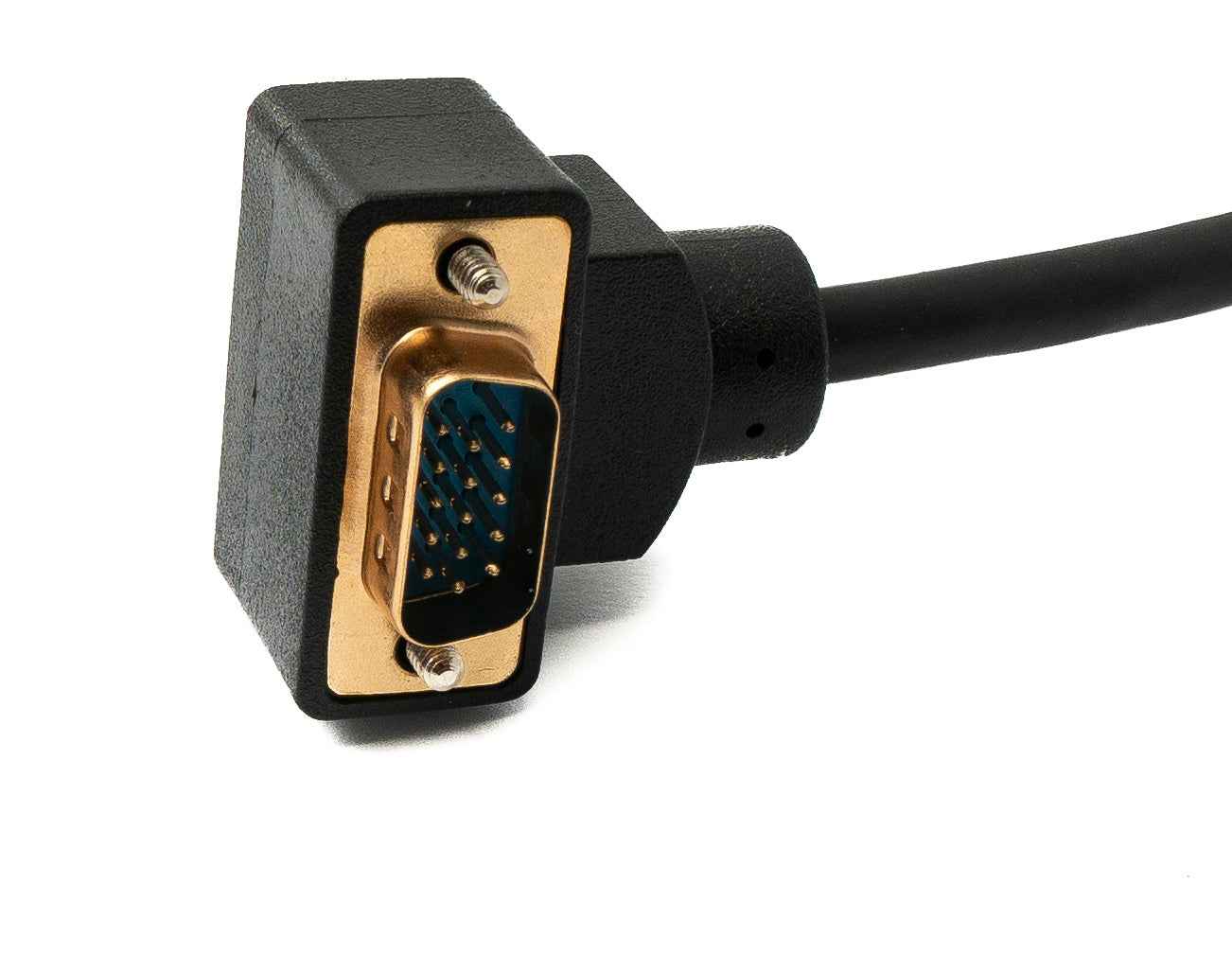 SYSTEM-S D Sub15 Kabel 100 cm HD VGA 15 Pin Stecker zu Stecker DB15 Winkel Down Angled