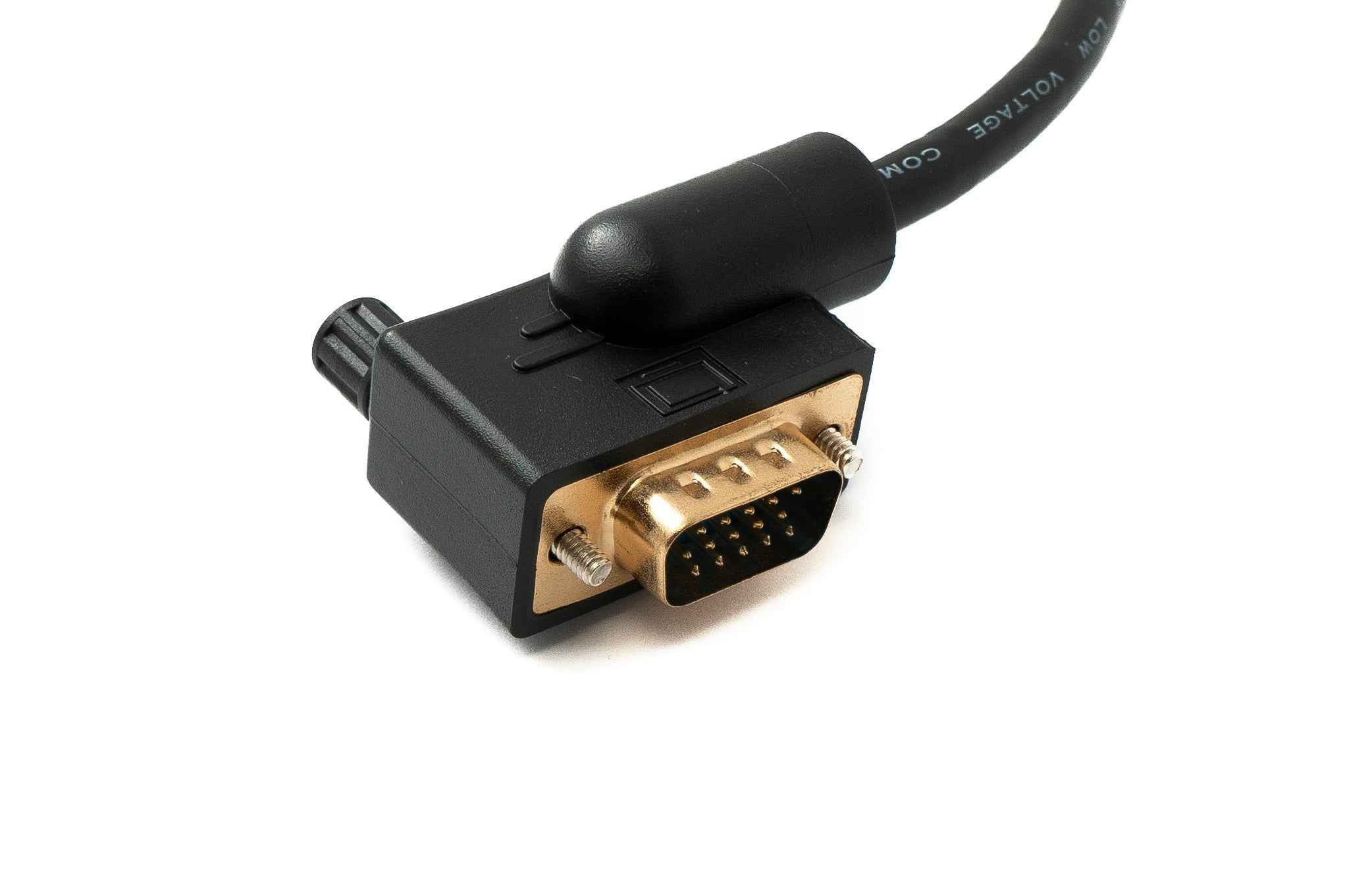 SYSTEM-S D Sub15 Kabel 50 cm HD VGA 15 Pin Stecker zu Stecker DB15 Winkel Left Angled
