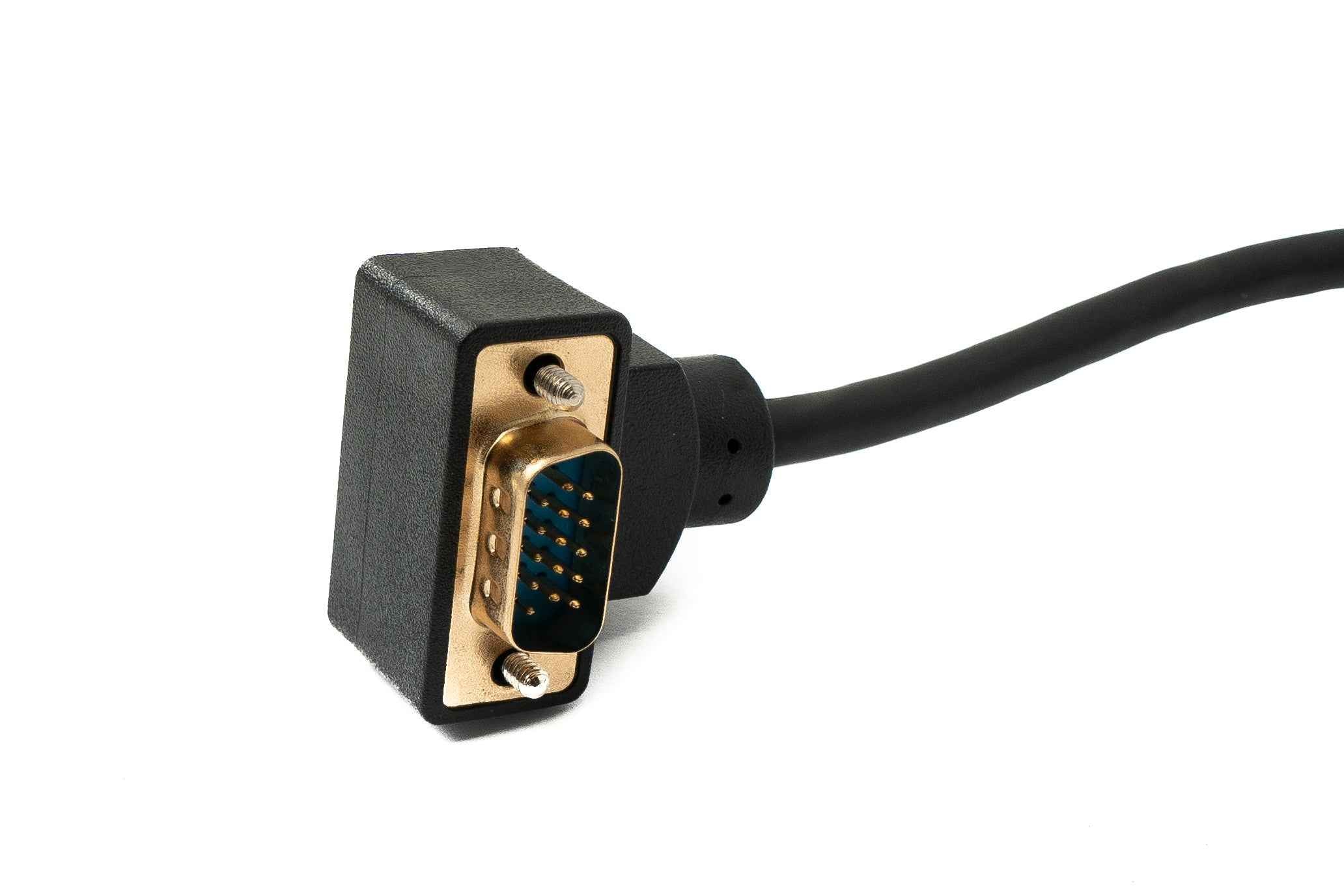 SYSTEM-S D Sub15 Kabel 50 cm HD VGA 15 Pin Stecker zu Stecker DB15 Winkel Up Angled