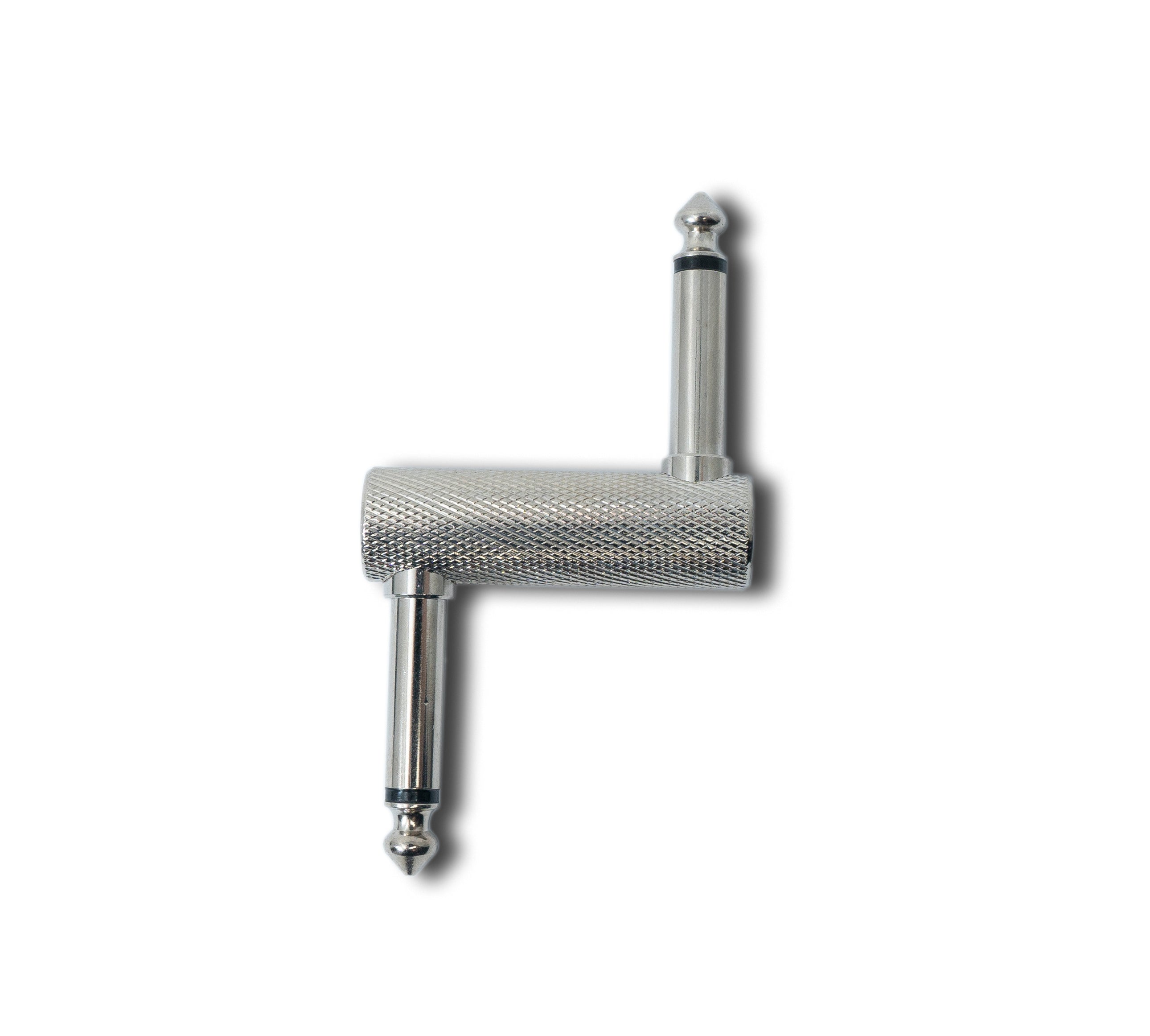 Audio Adapter Stereo TS 6,35 mm Klinke Stecker zu Stecker Z-Form grau Metall