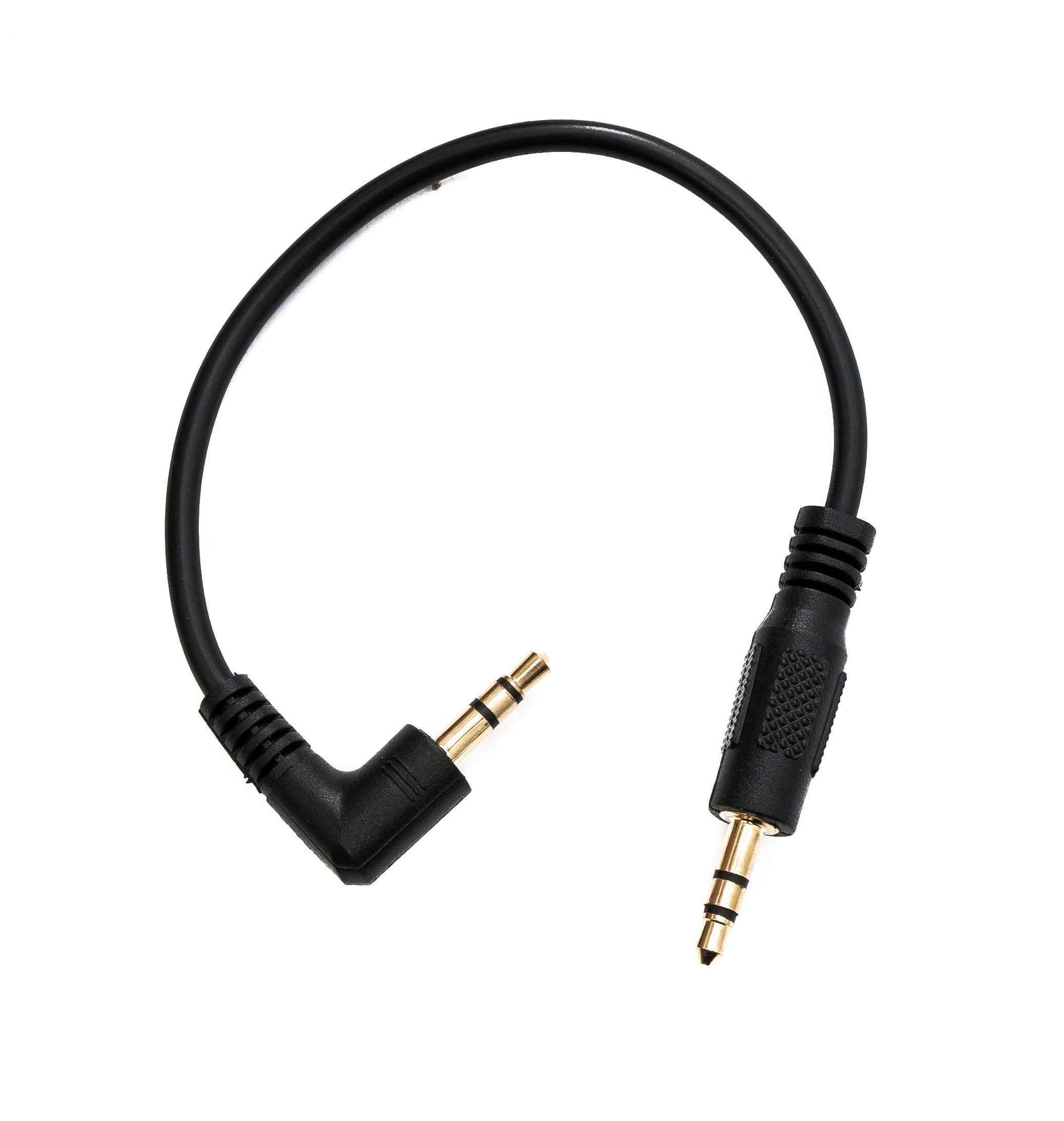 SYSTEM-S Audio Klinke Kabel 22 cm 3,5 mm TRS Stecker zu Stecker Winkel AUX Schwarz