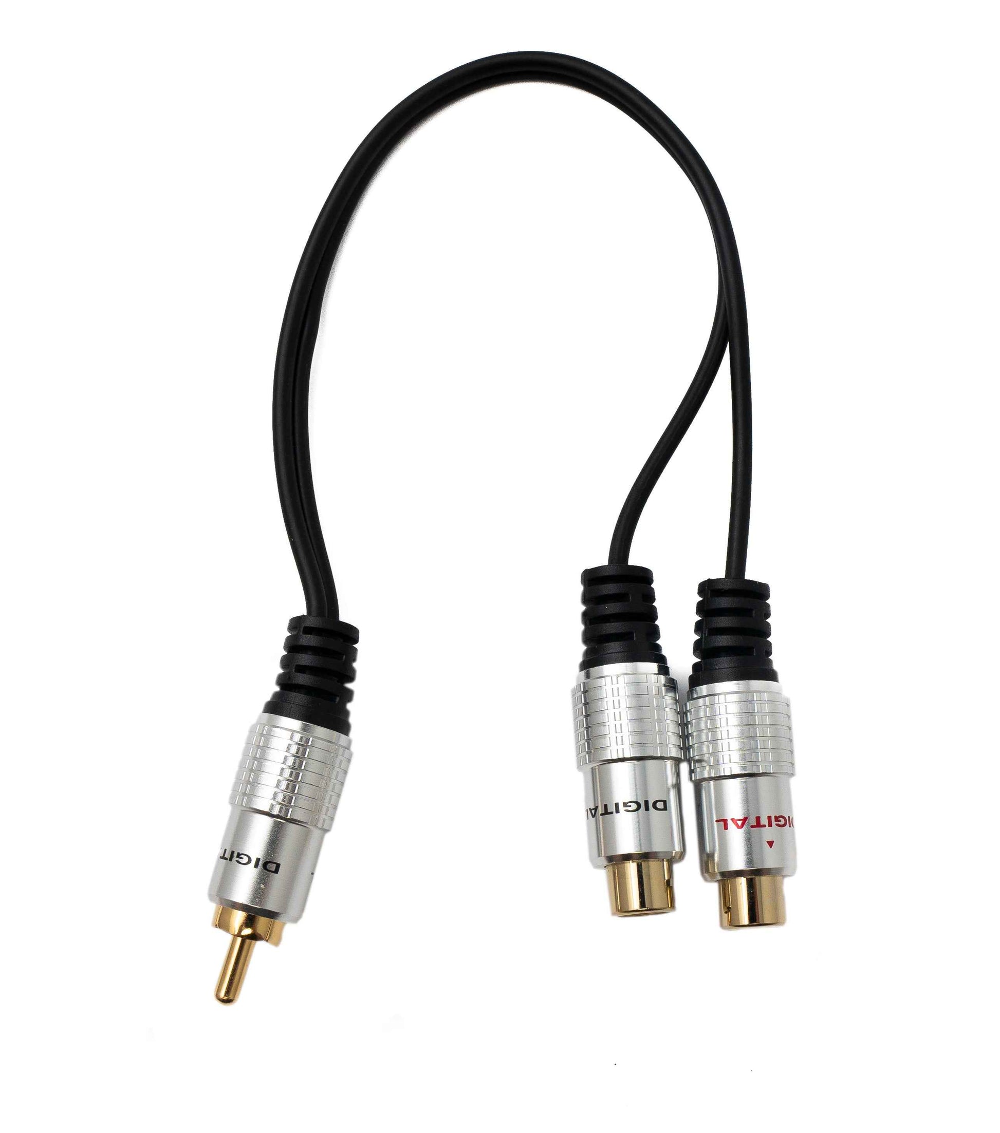 SYSTEM-S Y Cinch RCA Kabel 25 cm 1 polig Stecker zu 2x Buchse Audio in Schwarz