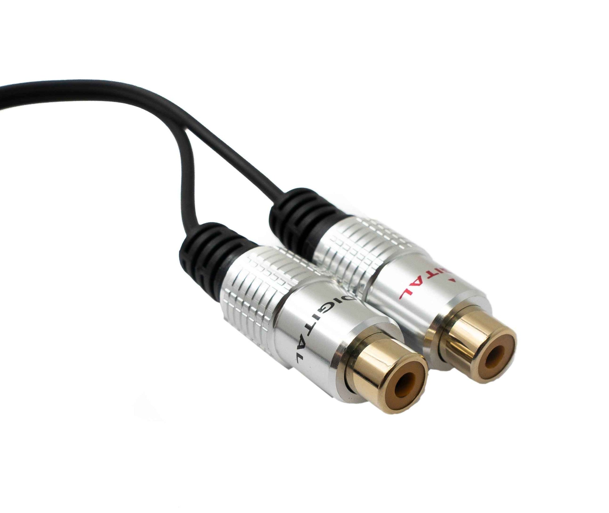 SYSTEM-S Y Cinch RCA Kabel 25 cm 1 polig Stecker zu 2x Buchse Audio in Schwarz