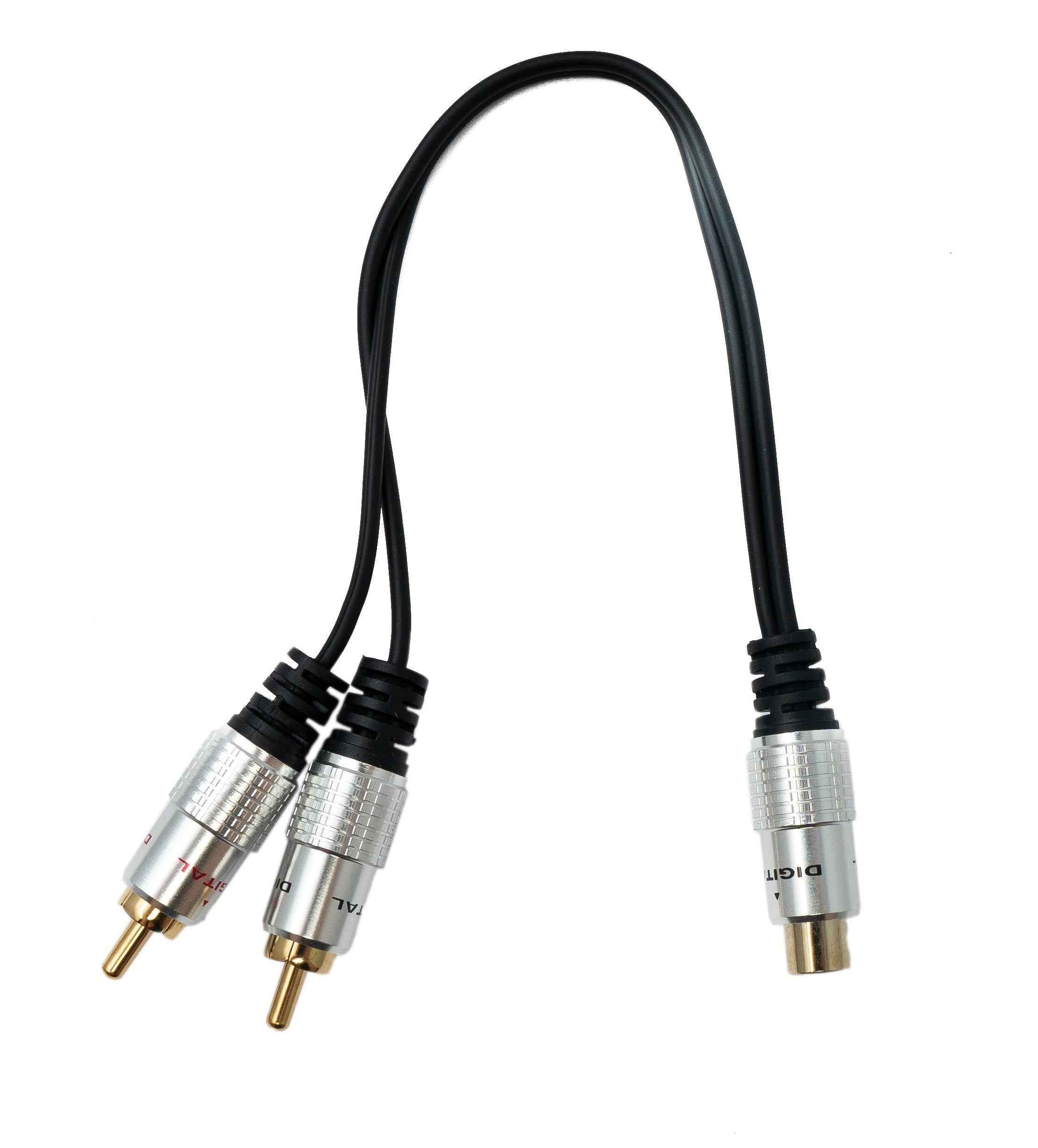 SYSTEM-S Y Cinch RCA Kabel 25 cm 1 polig Buchse zu 2x Stecker Audio in Schwarz