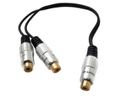 SYSTEM-S Y Cinch RCA Kabel 25 cm 1 polig Buchse zu 2x Buchse Audio in Schwarz