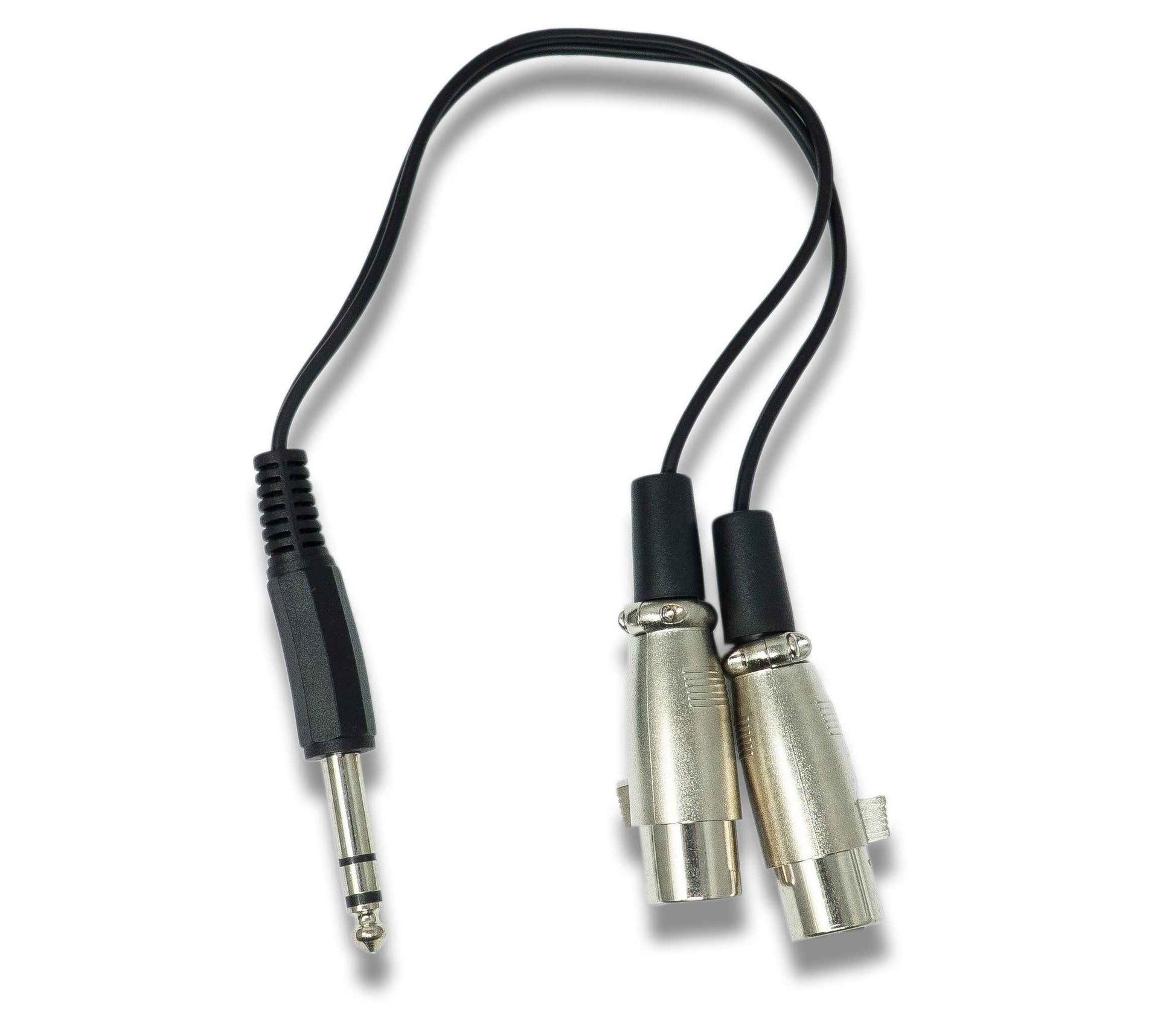 SYSTEM-S Audio Y Kabel 30 cm AUX 6,35 mm TRS Stecker zu 2x XLR 3 polig Buchse