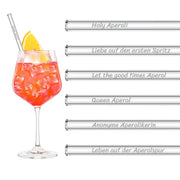 Glasstrohhalme mit Sprüchen graviert 20 cm 6er Set spülmaschinenfest