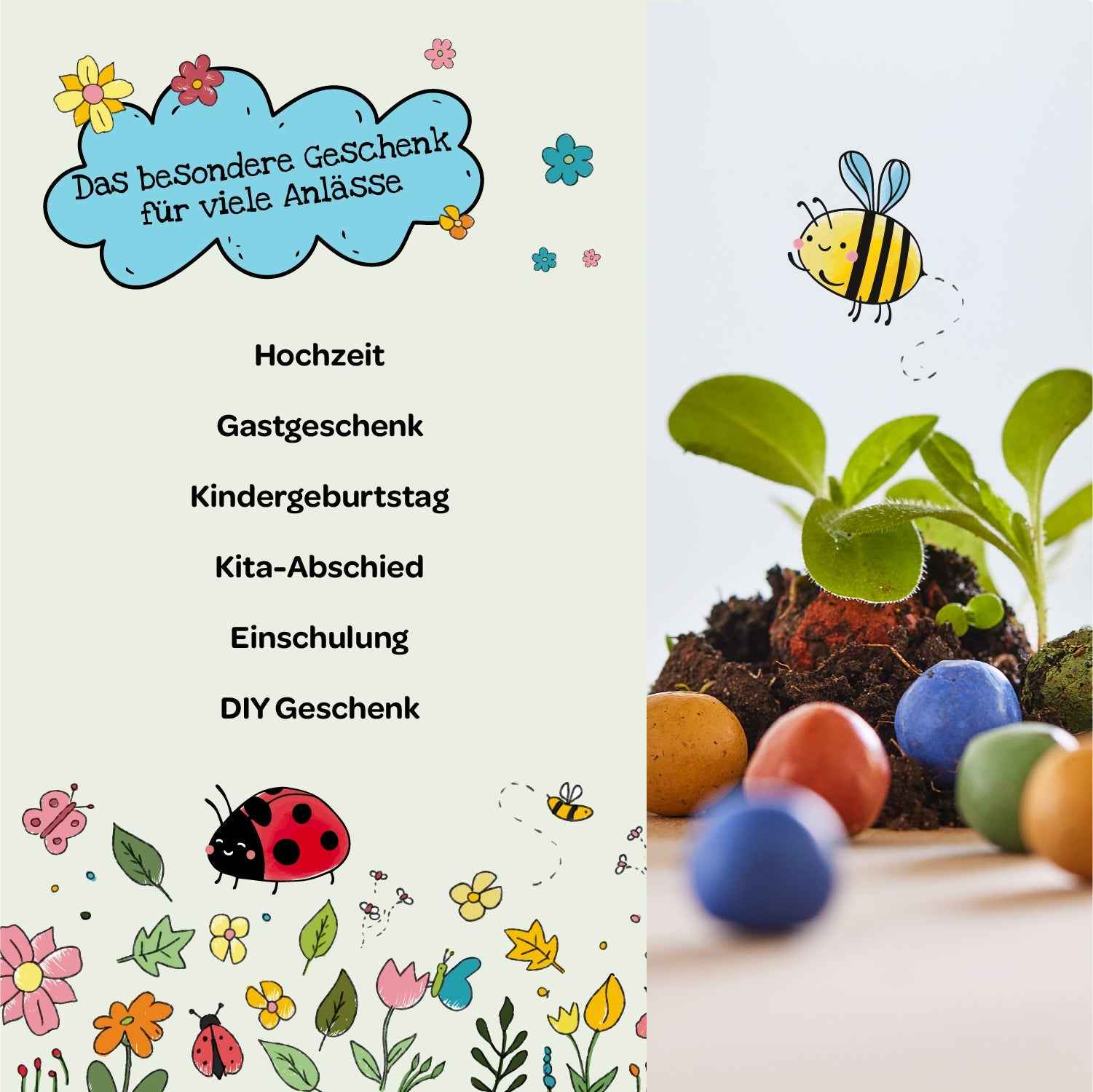 1x 5 Blumenmurmeln im Tütchen