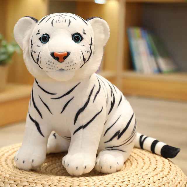 Baby Tiger Leopard Kuscheltier - 22 cm Plüschtier weiß Stofftier
