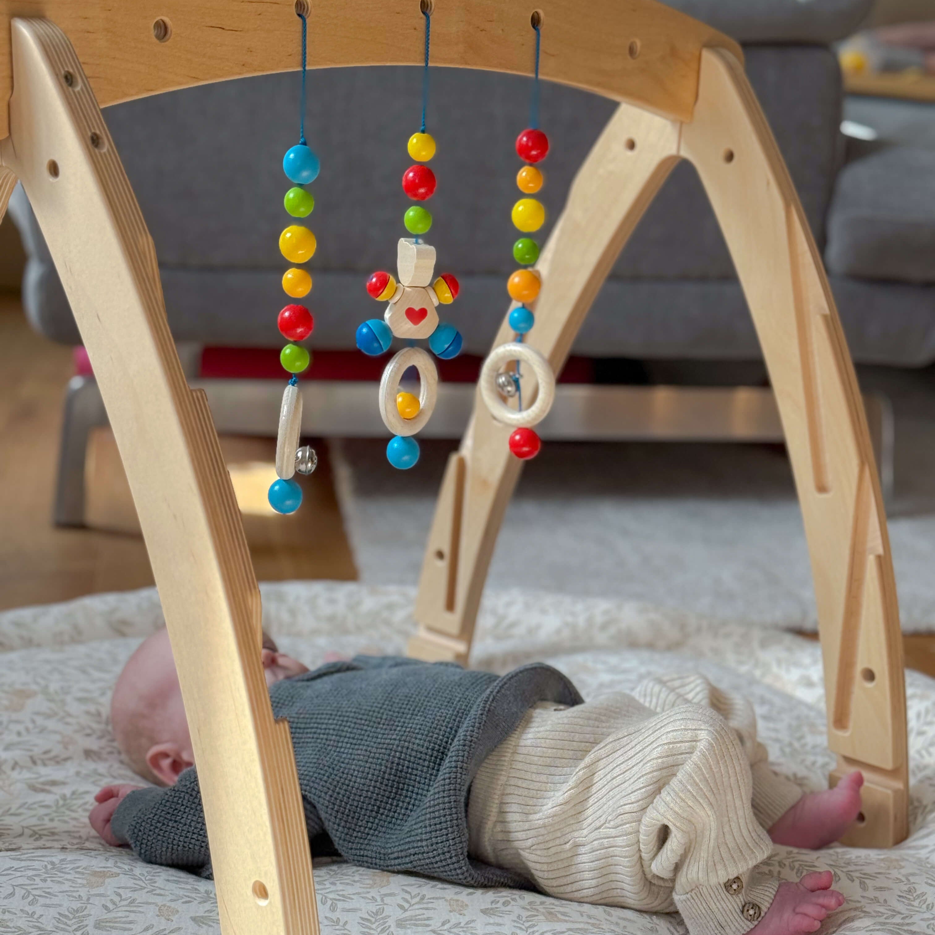 LEuLI Spielbogen mit herausnehmbaren Spielzeugen und Rasseln