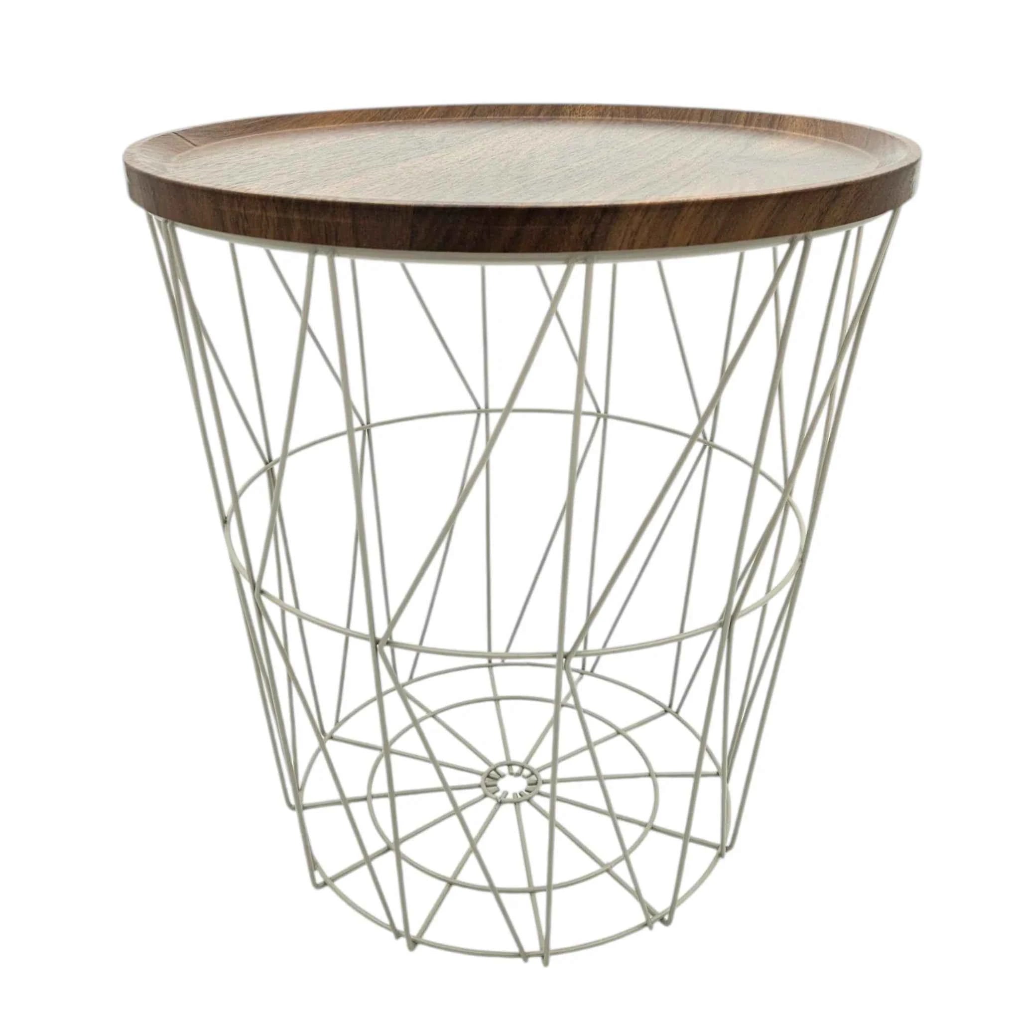 Beistelltisch warmes grau Nussbaum Rund Couchtisch 37x40 cm Metall Holz