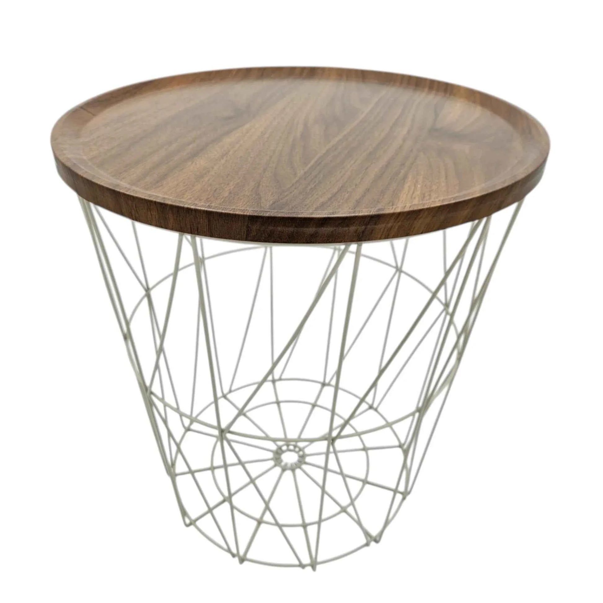 Beistelltisch warmes grau Nussbaum Rund Couchtisch 37x40 cm Metall Holz