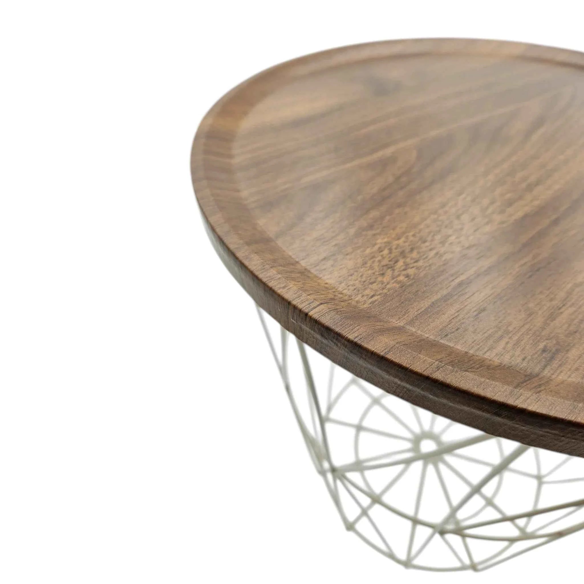 Beistelltisch warmes grau Nussbaum Rund Couchtisch 37x40 cm Metall Holz