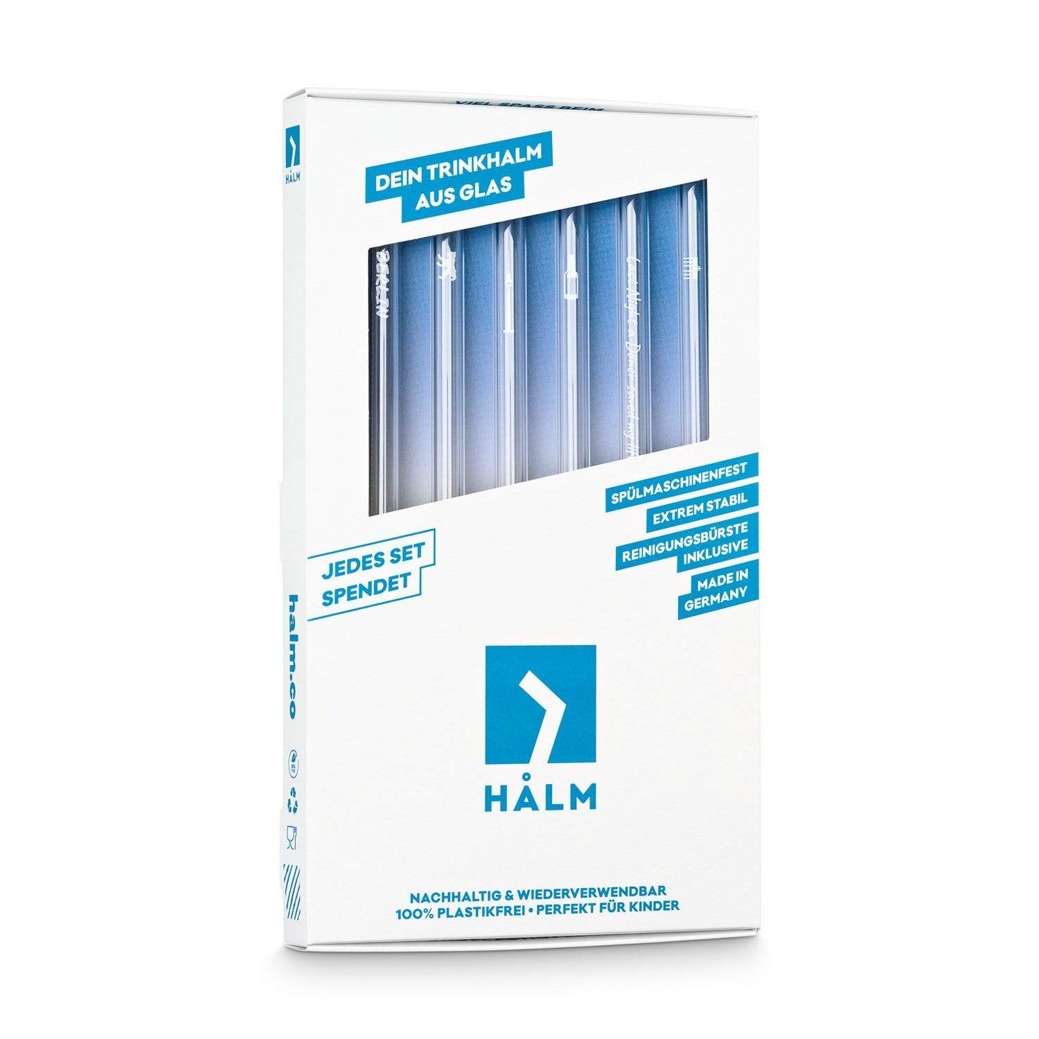 Glasstrohhalme graviert Berlin Edition 6er Set 15-23 cm spülmaschinenfest