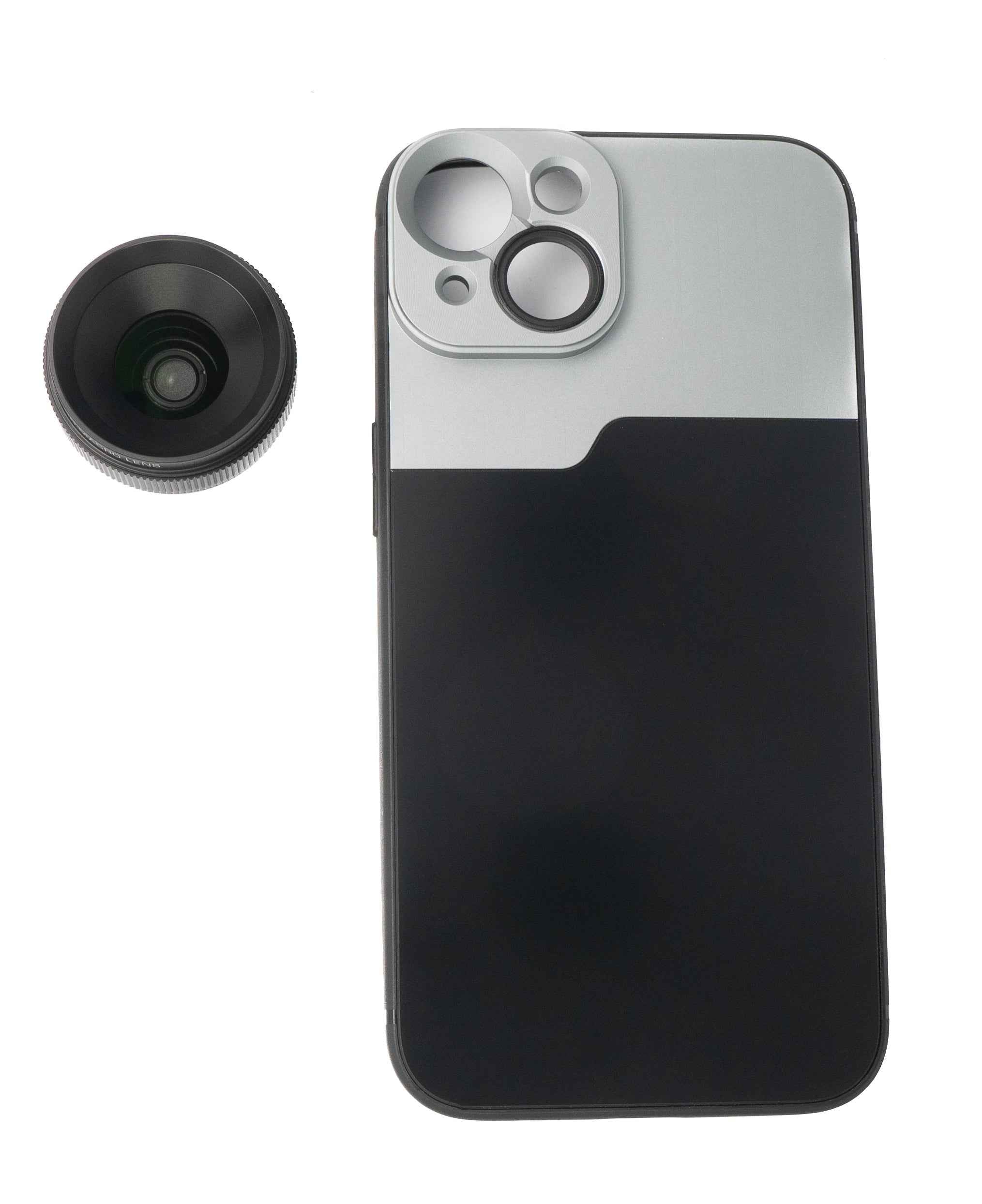 SYSTEM-S Makro Linse 1.1x bis 2.8x Filter mit Hülle in Schwarz für iPhone 13