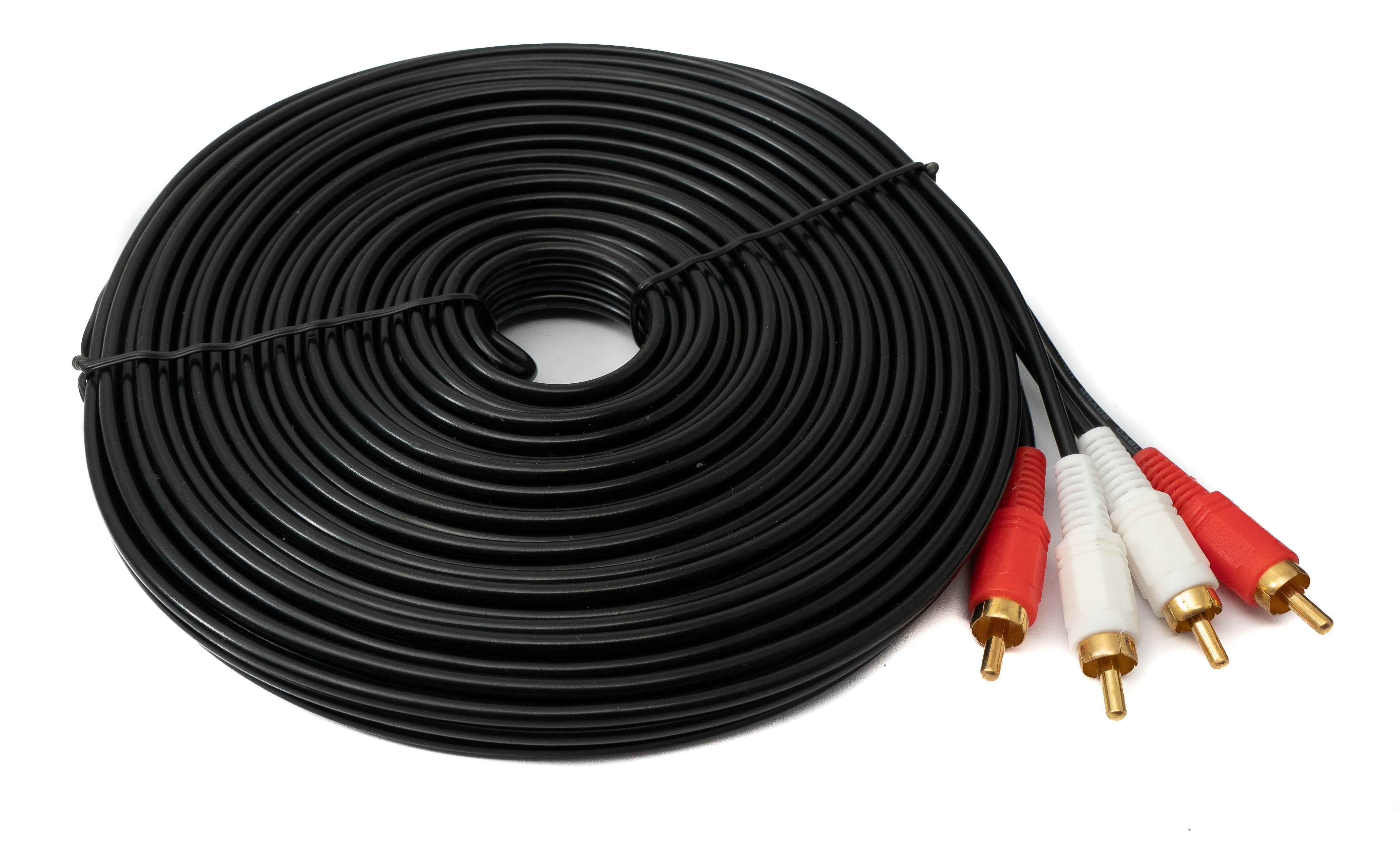 SYSTEM-S Cinch 2 RCA Kabel 15 m Stecker zu Stecker Stereo AV in Schwarz