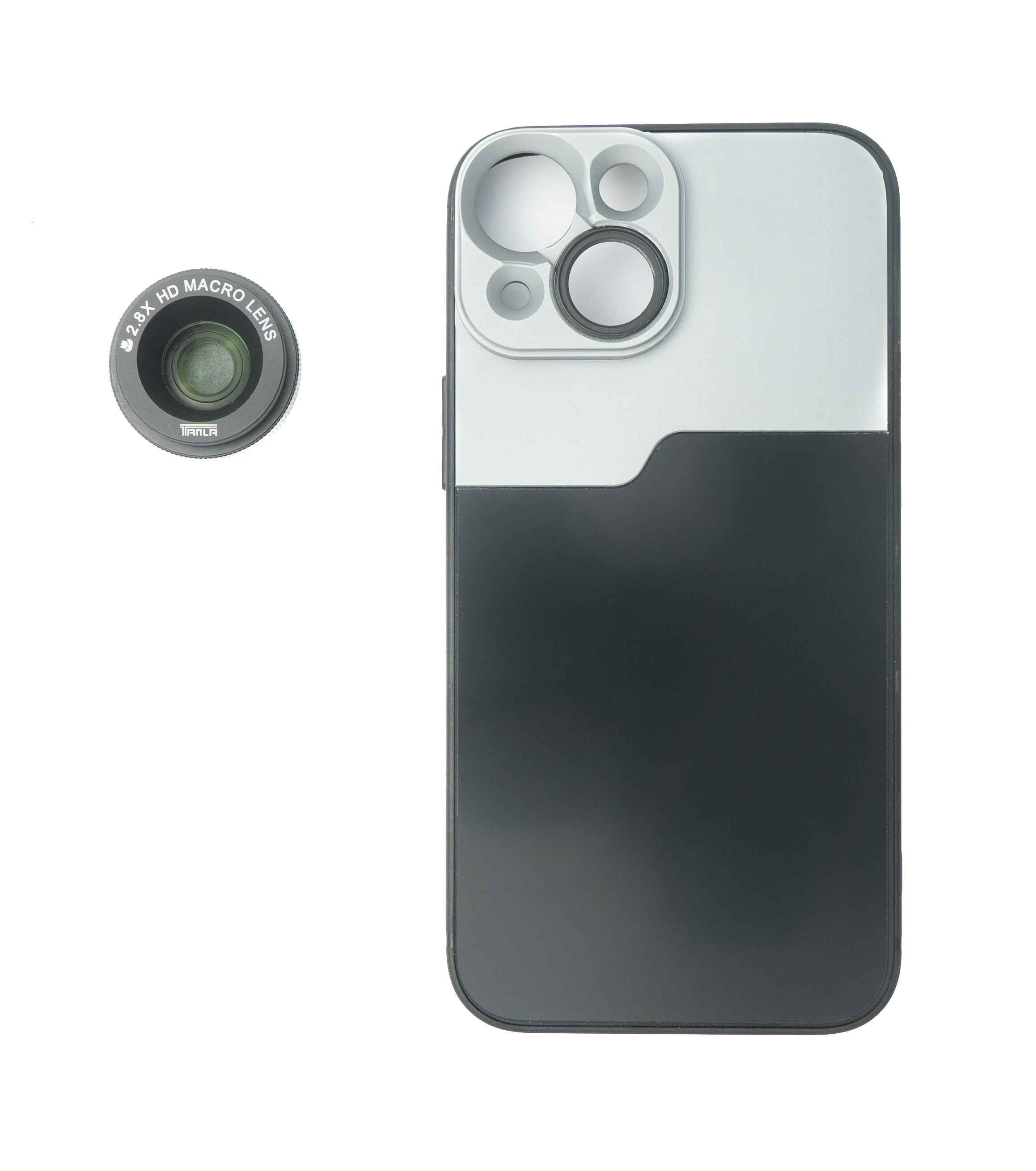 SYSTEM-S Makro Linse 2.8x HD Filter mit Hülle in Schwarz für iPhone 13 Mini