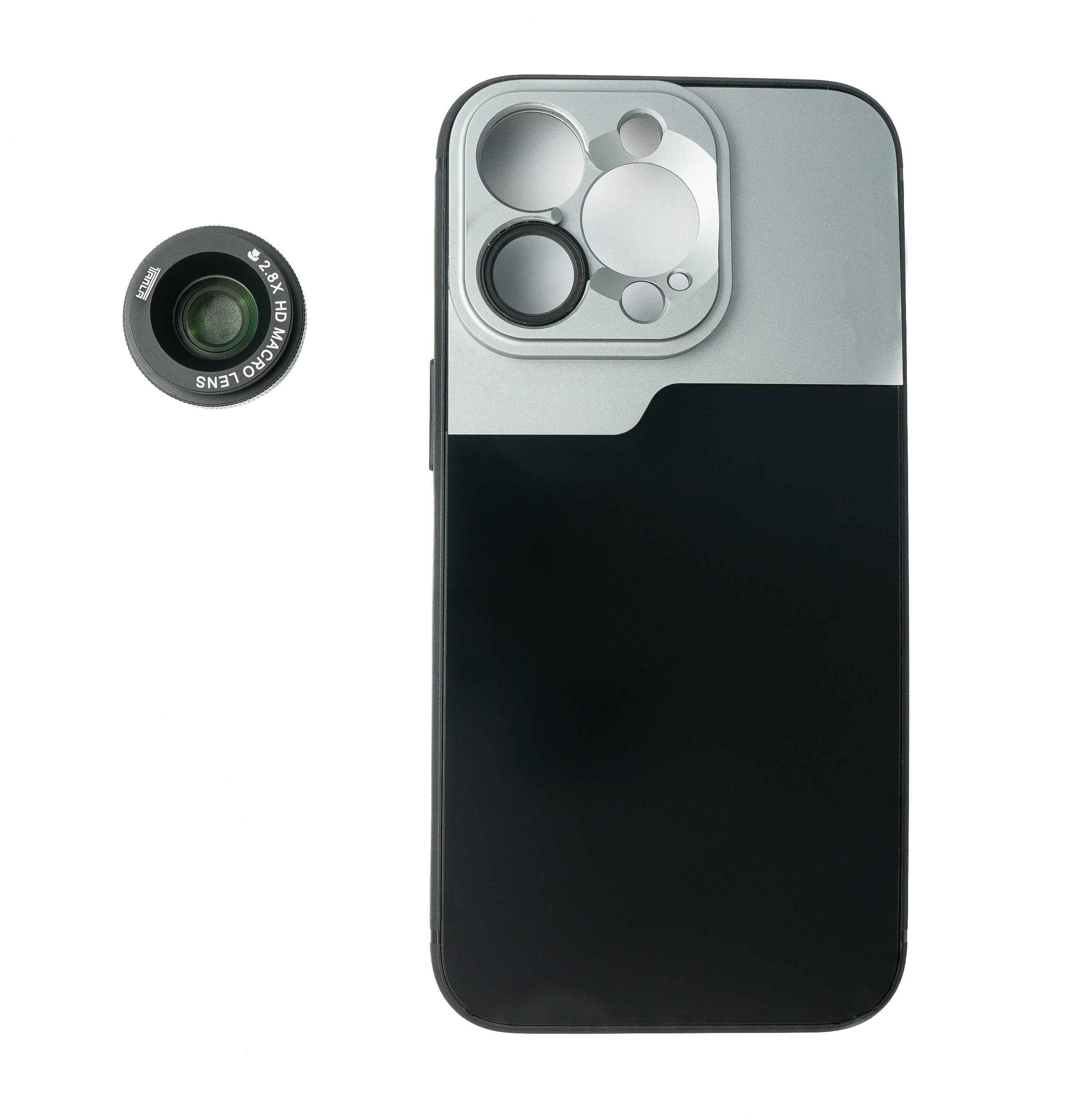 SYSTEM-S Makro Linse 2.8x HD Filter mit Hülle in Schwarz für iPhone 13 Pro