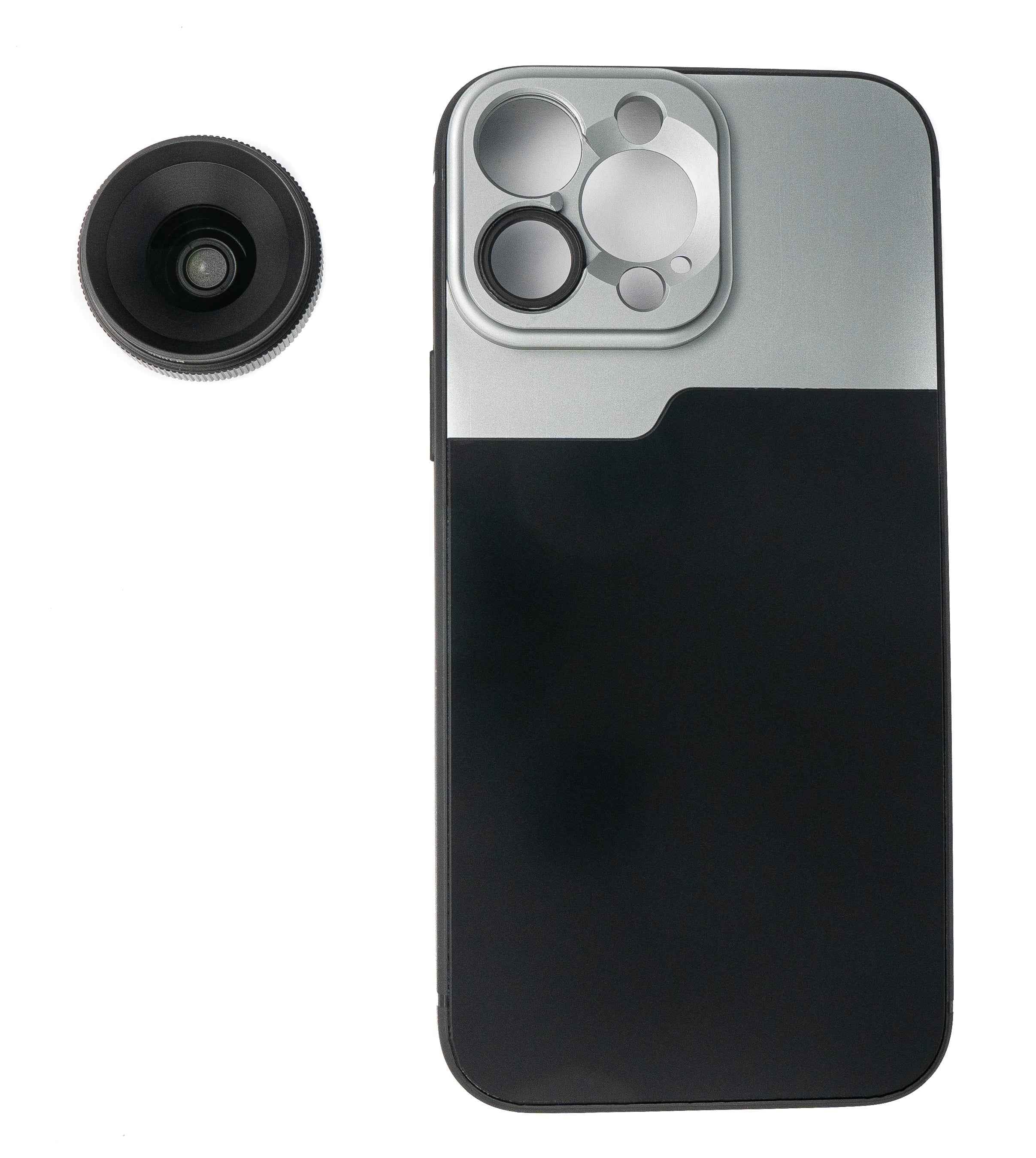 SYSTEM-S Makro Linse 1.1x bis 2.8x Filter mit Hülle in Schwarz für iPhone 13 Pro Max