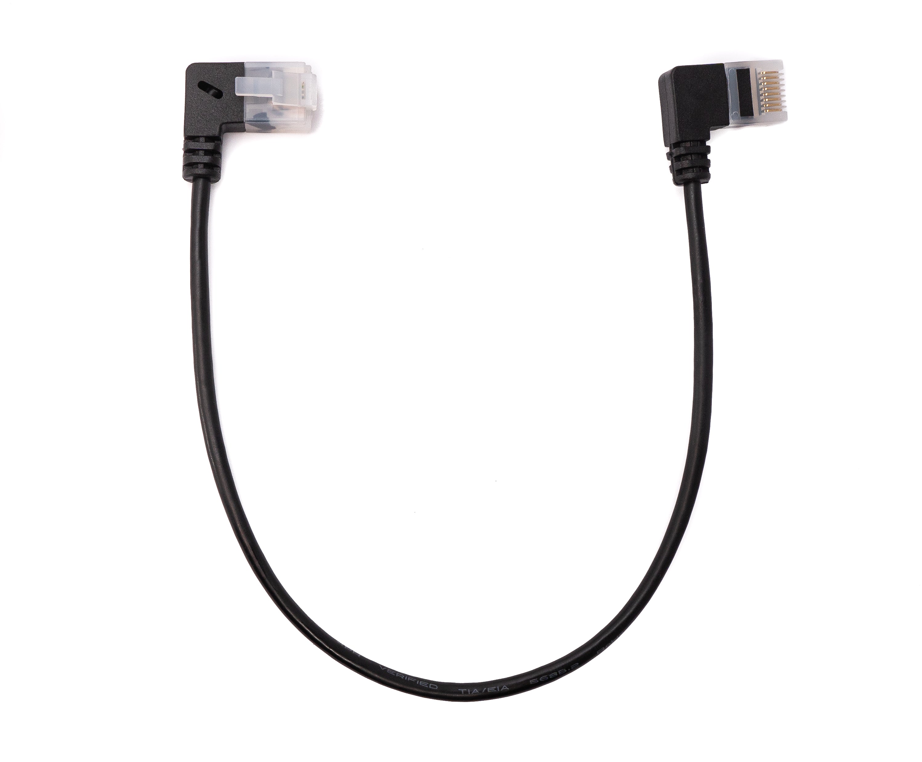 LAN Kabel 25 cm RJ45 STP Cat6 Stecker zu Stecker Winkel Schwarz | System-S