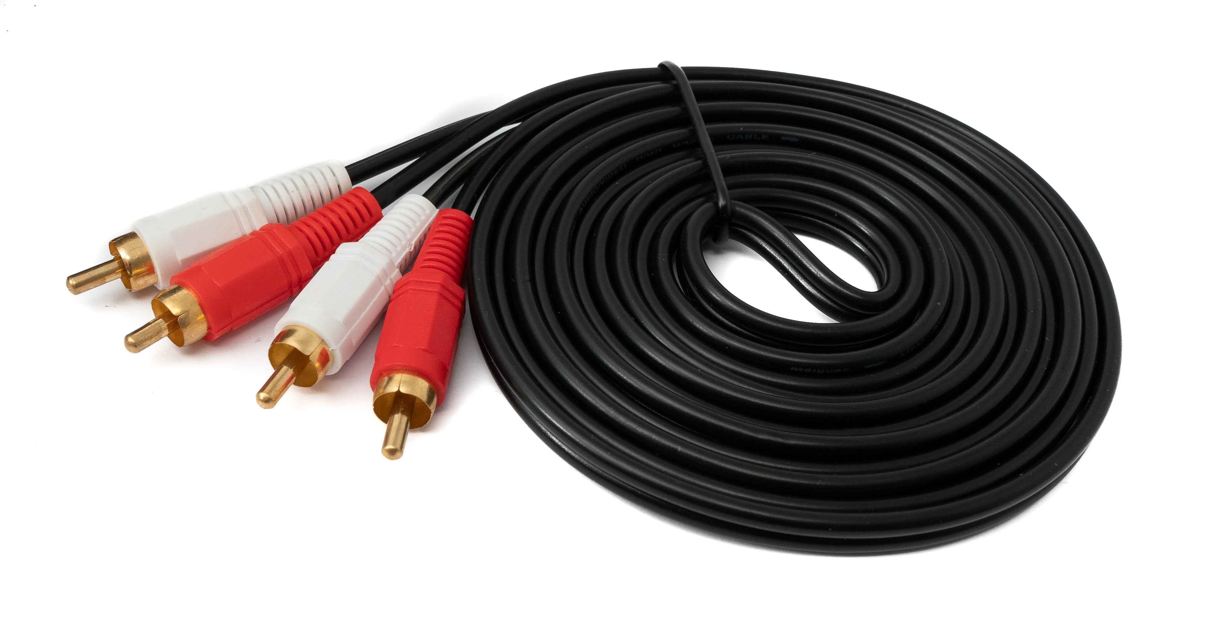 SYSTEM-S Cinch 2 RCA Kabel 3 m Stecker zu Stecker Stereo AV in Schwarz