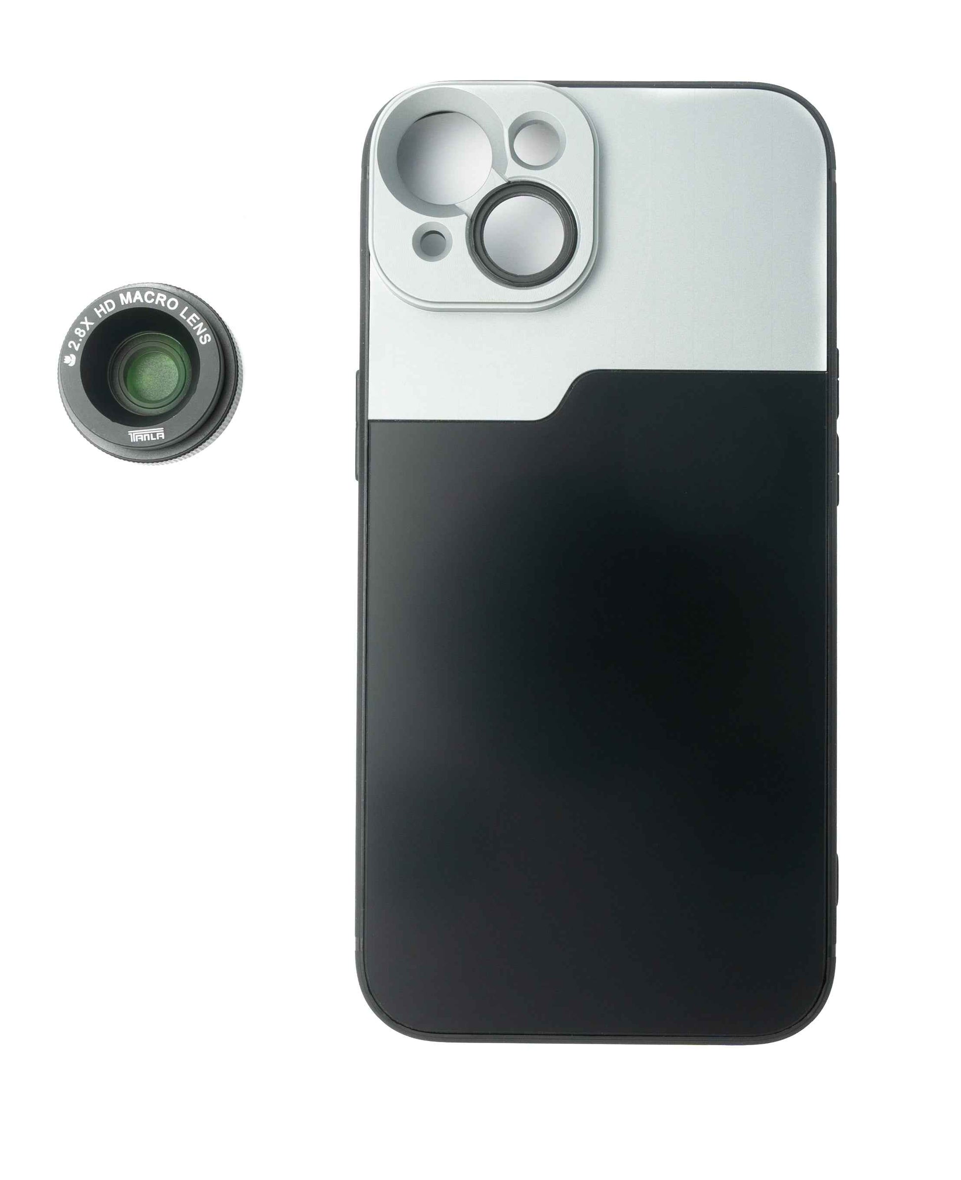 SYSTEM-S Makro Linse 2.8x HD Filter mit Hülle in Schwarz für iPhone 13