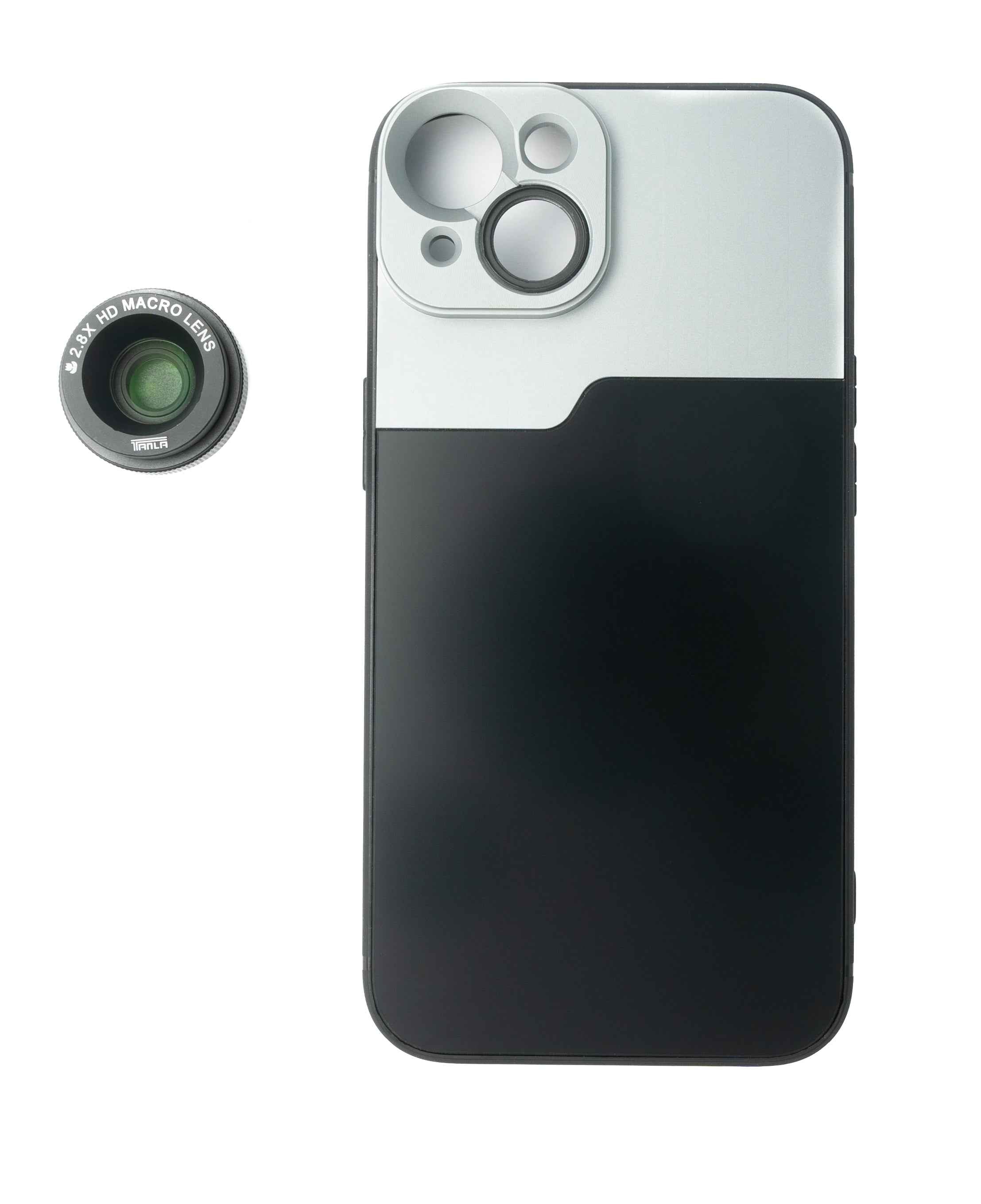 SYSTEM-S Makro Linse 2.8x HD Filter mit Hülle in Schwarz für iPhone 13