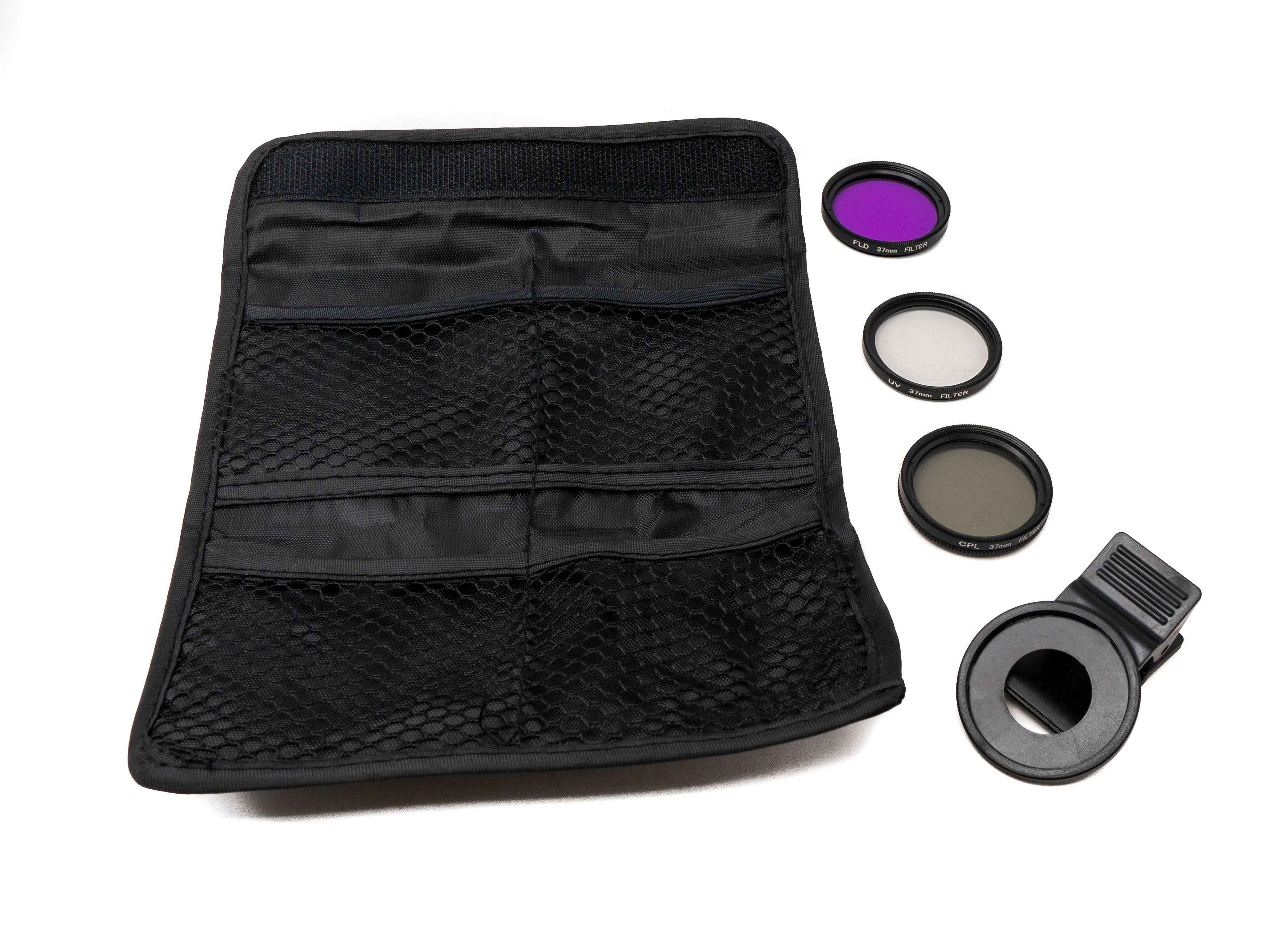 SYSTEM-S Filter UV CPL FLD Set 37 mm Linse Kit mit Clip Tasche in Schwarz