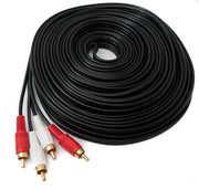 SYSTEM-S Cinch 2 RCA Kabel 20 m Stecker zu Stecker Stereo AV in Schwarz