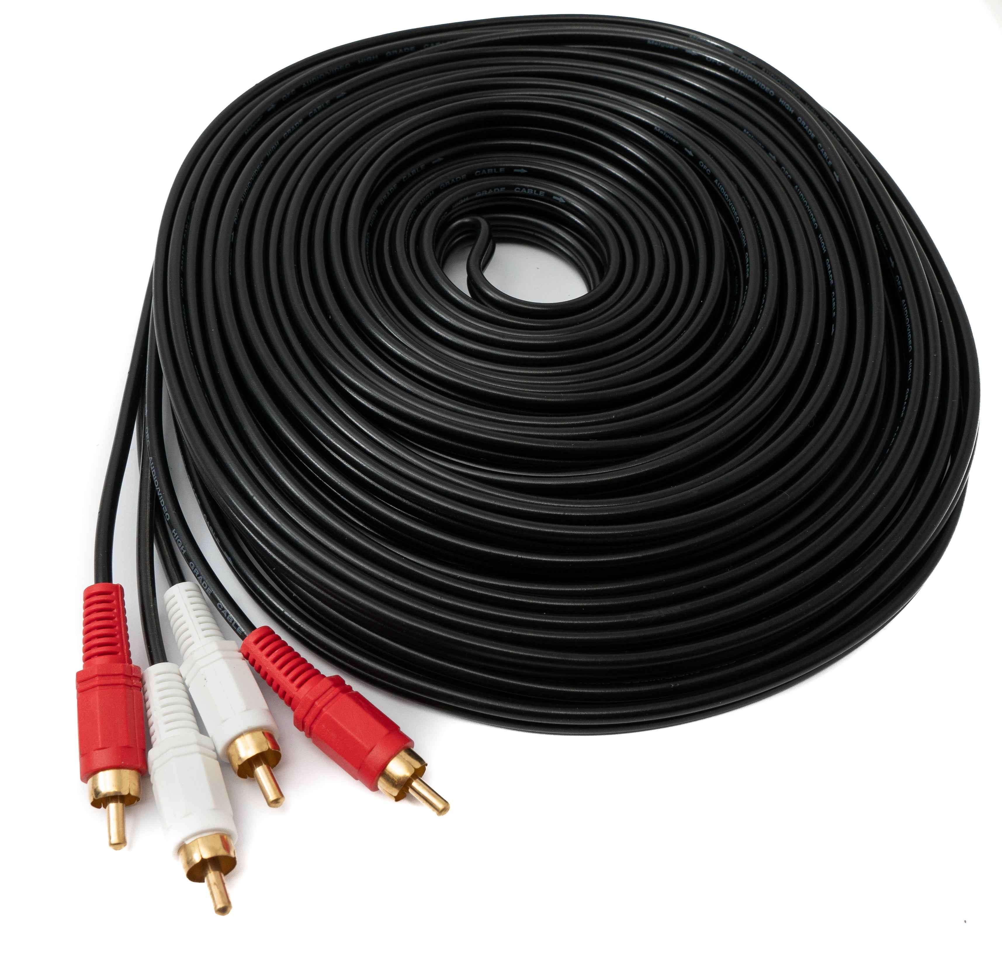 SYSTEM-S Cinch 2 RCA Kabel 20 m Stecker zu Stecker Stereo AV in Schwarz