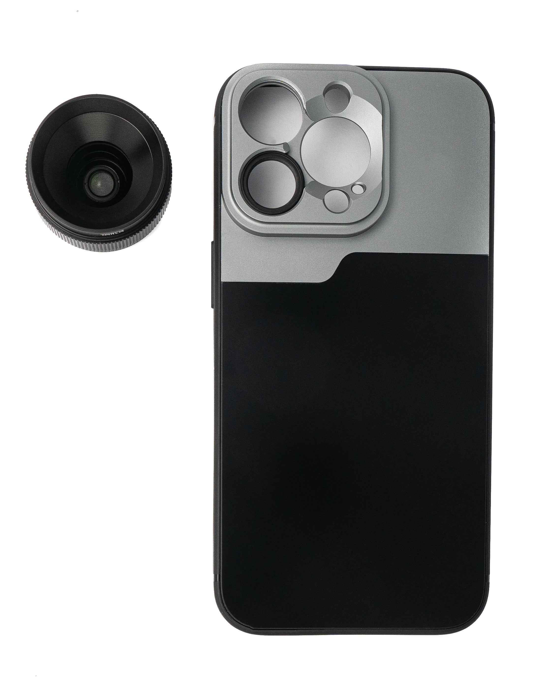 SYSTEM-S Makro Linse 1.1x bis 2.8x Filter mit Hülle in Schwarz für iPhone 13 Pro